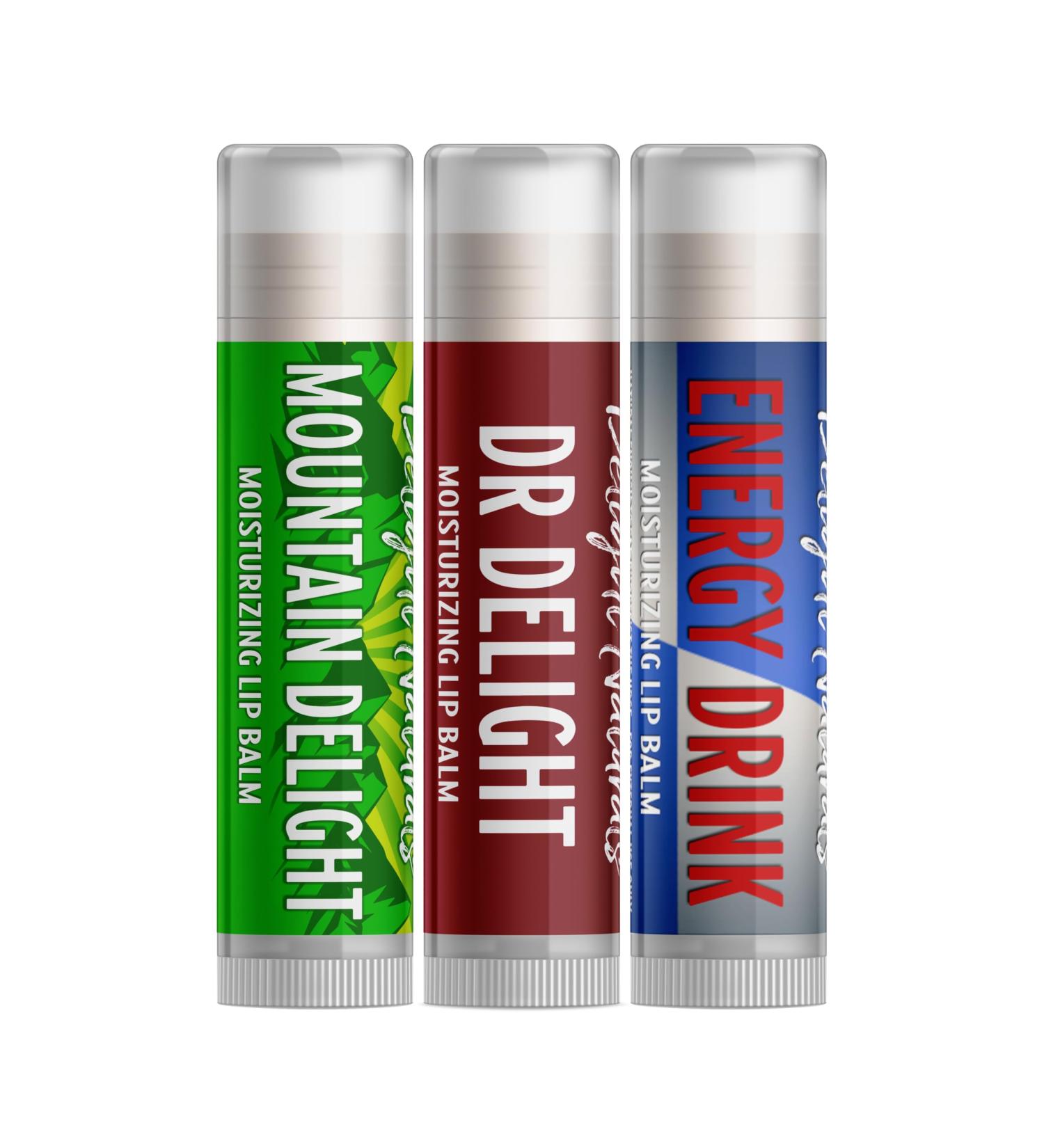 Delight Naturals Caffeine Rush Lip Balm Gift Set -Mountain Delight Dr Delight and Energy Drink - Buy Online on GoSupps.com