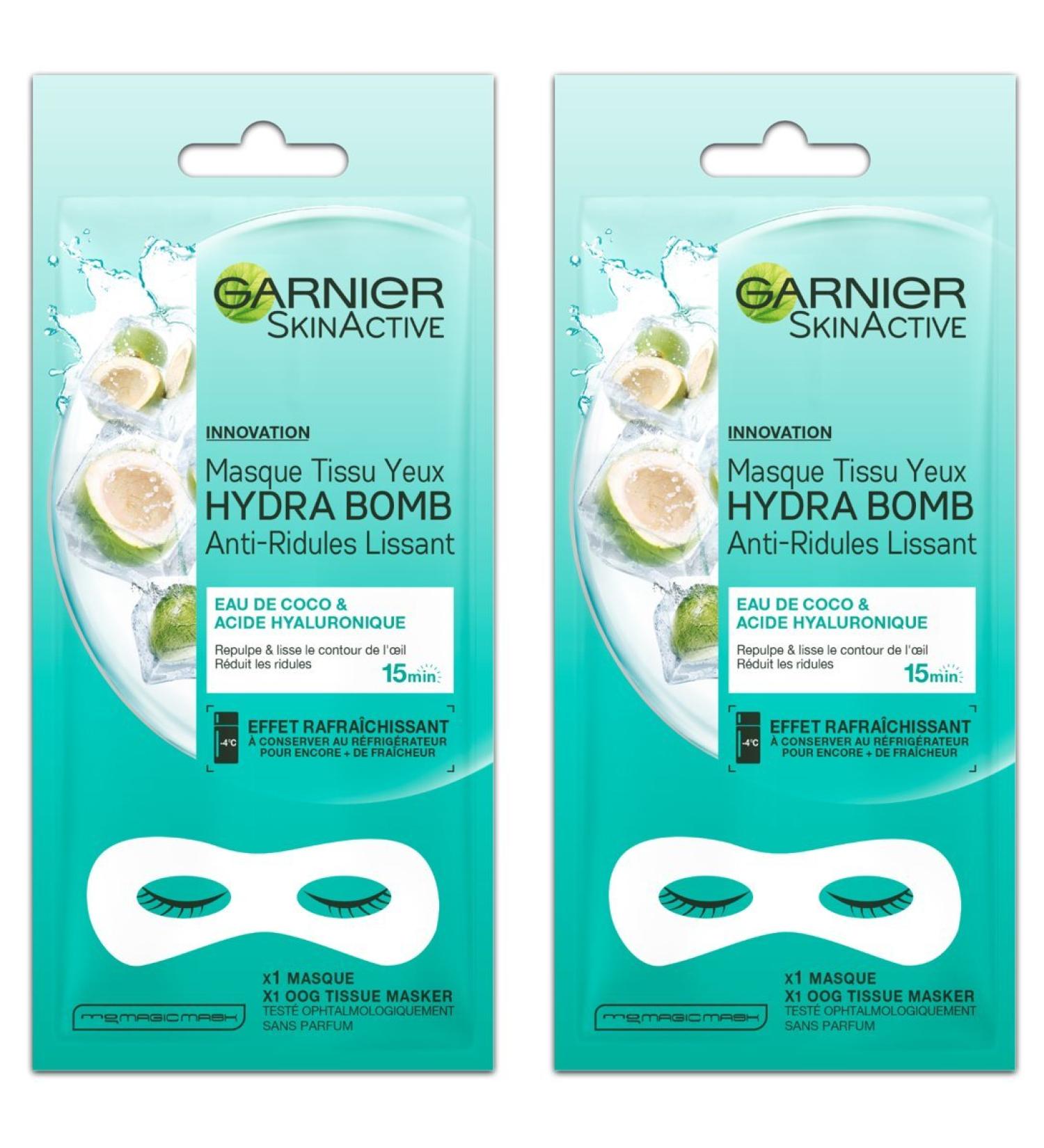 Garnier Skinactive Hydrabomb Anti-Wrinkle Smoothing Eye Tissue Mask 6 g - Pack of 2