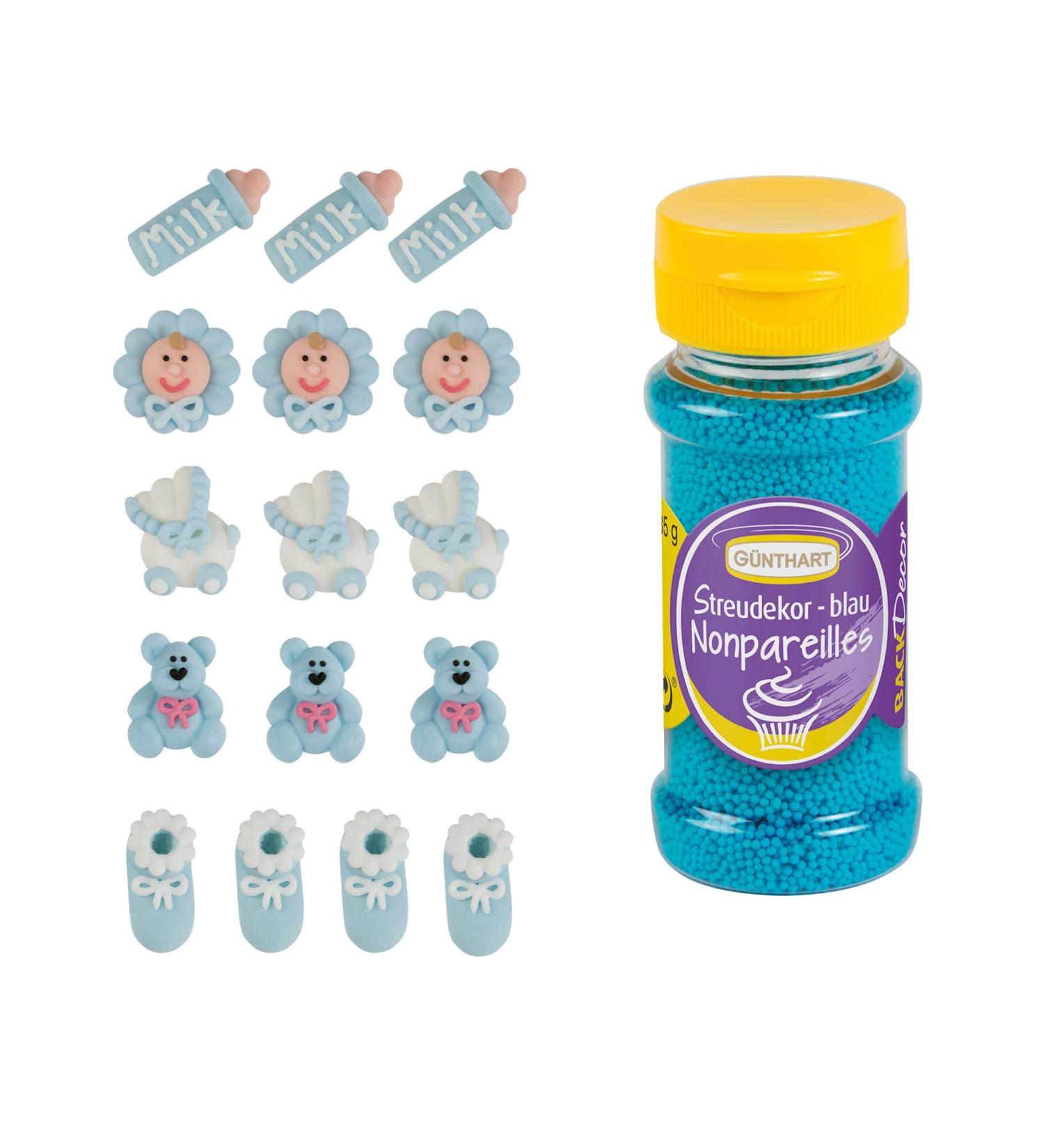 G nthart 16 Sugar Figures for Baptism & Baby Shower - Blue Sprinkles - Perfect Decoration for Celebrations - Buy Online on GoSupps.com