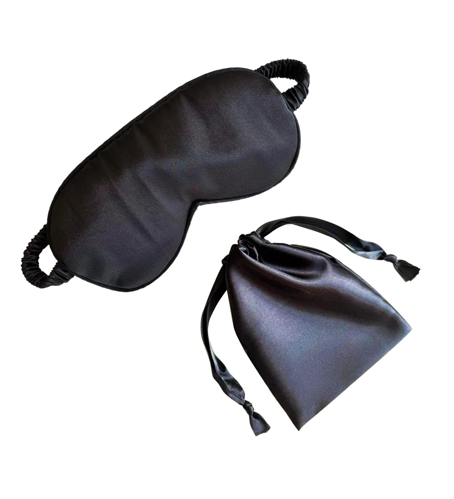 Luxury Silk Eye Sleep Mask | Satin Eye Cover for Optimal Sleep | Includes Silk Storage Bag - Black - Buy Online on GoSupps.com