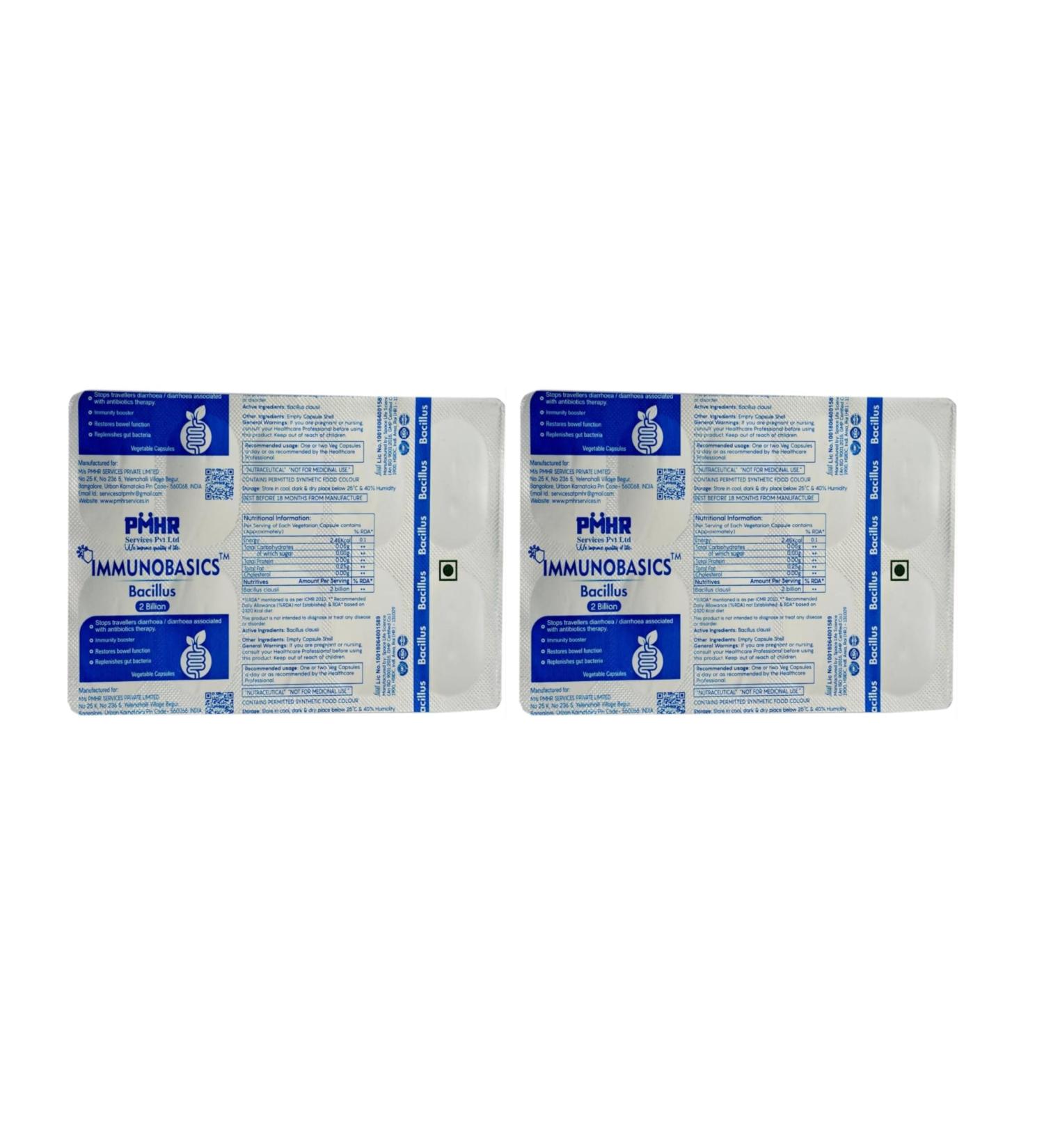 IMMUNOBASICS Bacillus clausii 2 Billion cfu Capsules (For both Men and Womens)