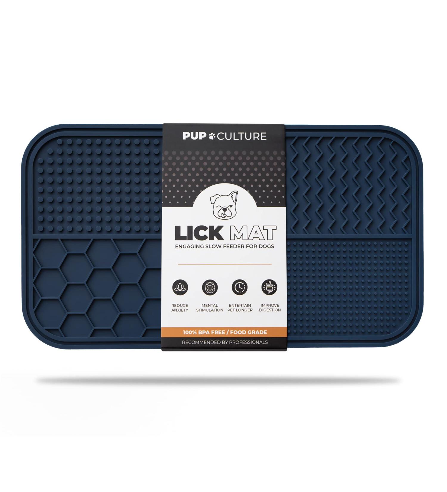 Pup Culture Dog Lick Mat & Feeding Pad with 4 Puzzle Inserts for Mental Stimulation - Navy - Buy Online on GoSupps.com