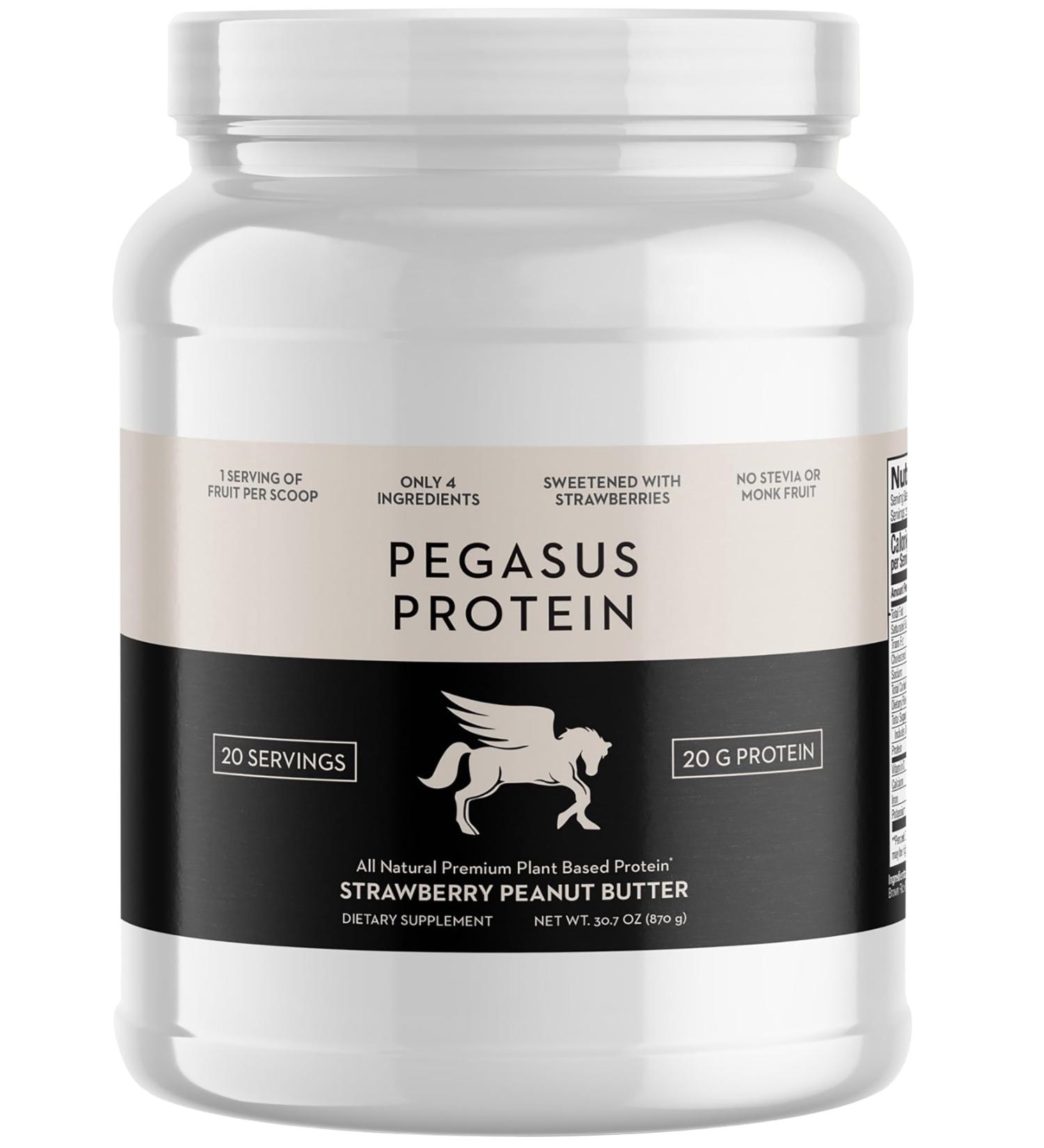 Buy Premium Strawberry Peanut Butter Protein Powder - 20g All-Natural Plant-Based Protein 4 Ingredients No Stevia 20 Servings - International Shipping Available - Buy Online on GoSupps.com