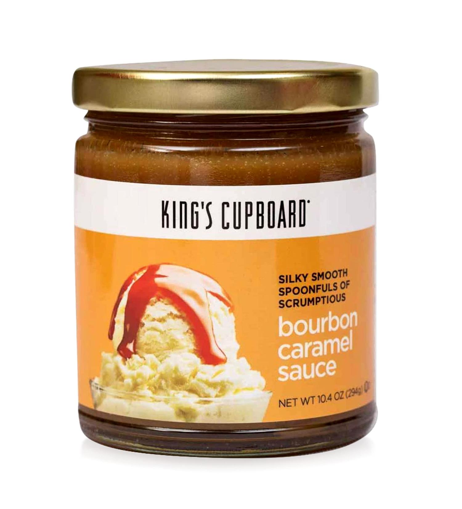 King's Cupboard Bourbon Caramel Sauce - Versatile Dessert Topping and Coffee Drizzle - Gluten-Free, Kosher, All Natural - Made in USA - 10.4 oz Pack - Buy Online on GoSupps.com