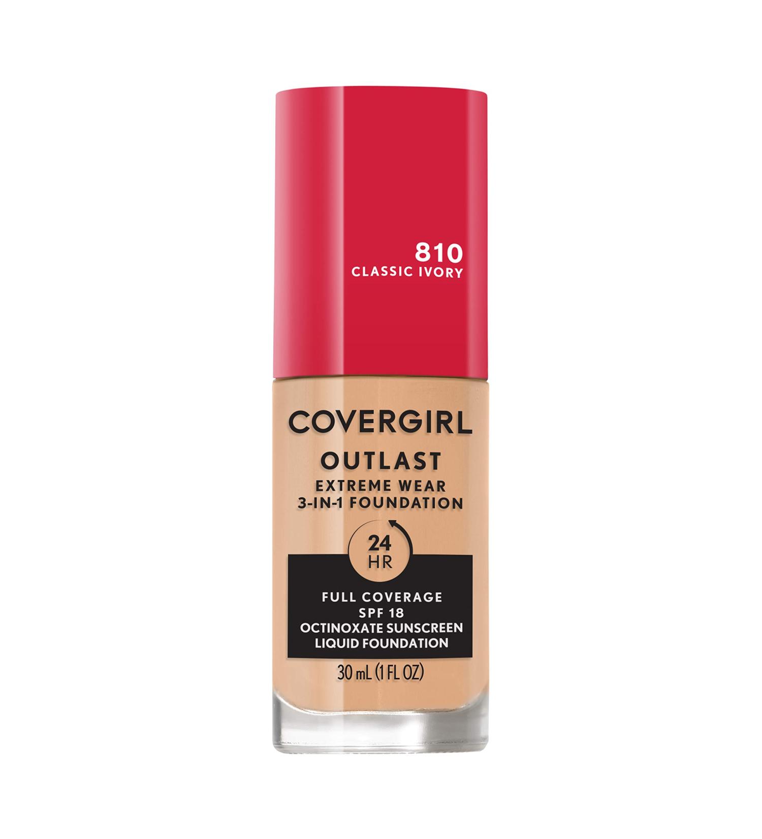 Covergirl Outlast Extreme Wear 3-in-1 Full Coverage Liquid Foundation SPF 18 Classic Ivory, 1 Fl. Oz - Buy Online on GoSupps.com