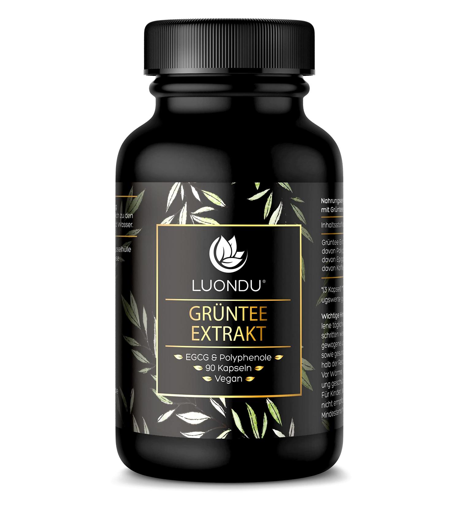 Luondu Green Tea Extract Capsules - High-Dose 2250mg | 90 Vegan Capsules with 339mg EGCG & 1125mg Polyphenols - Premium Quality Green Tea Supplement - Buy Online on GoSupps.com