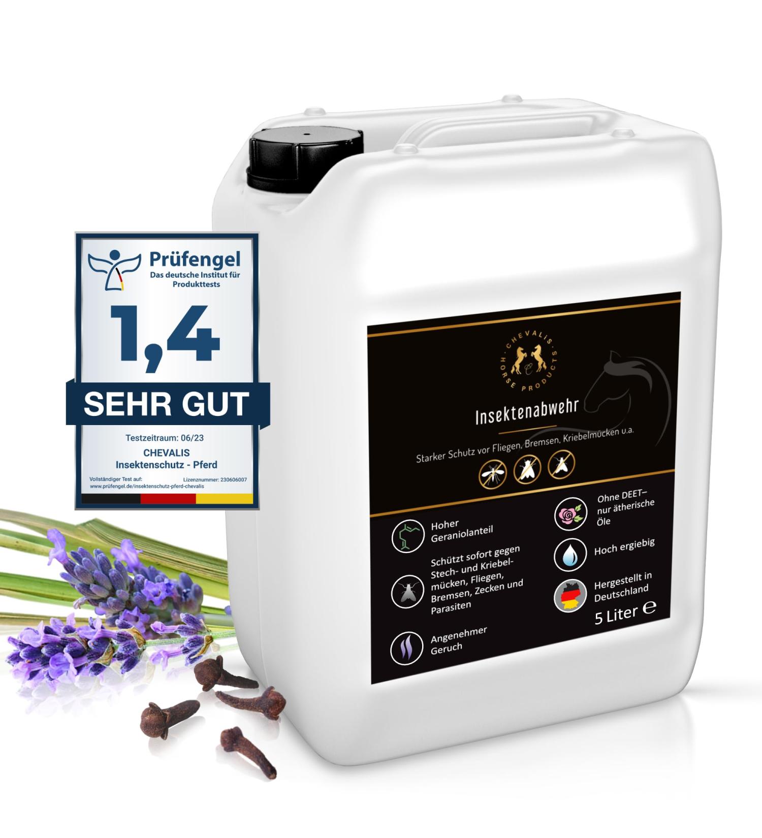 Chevalis Insect Protection for Horses 5L - Natural Essential Oils & Geraniol - Effective Against Flies Mosquitoes & Ticks - Buy Online on GoSupps.com
