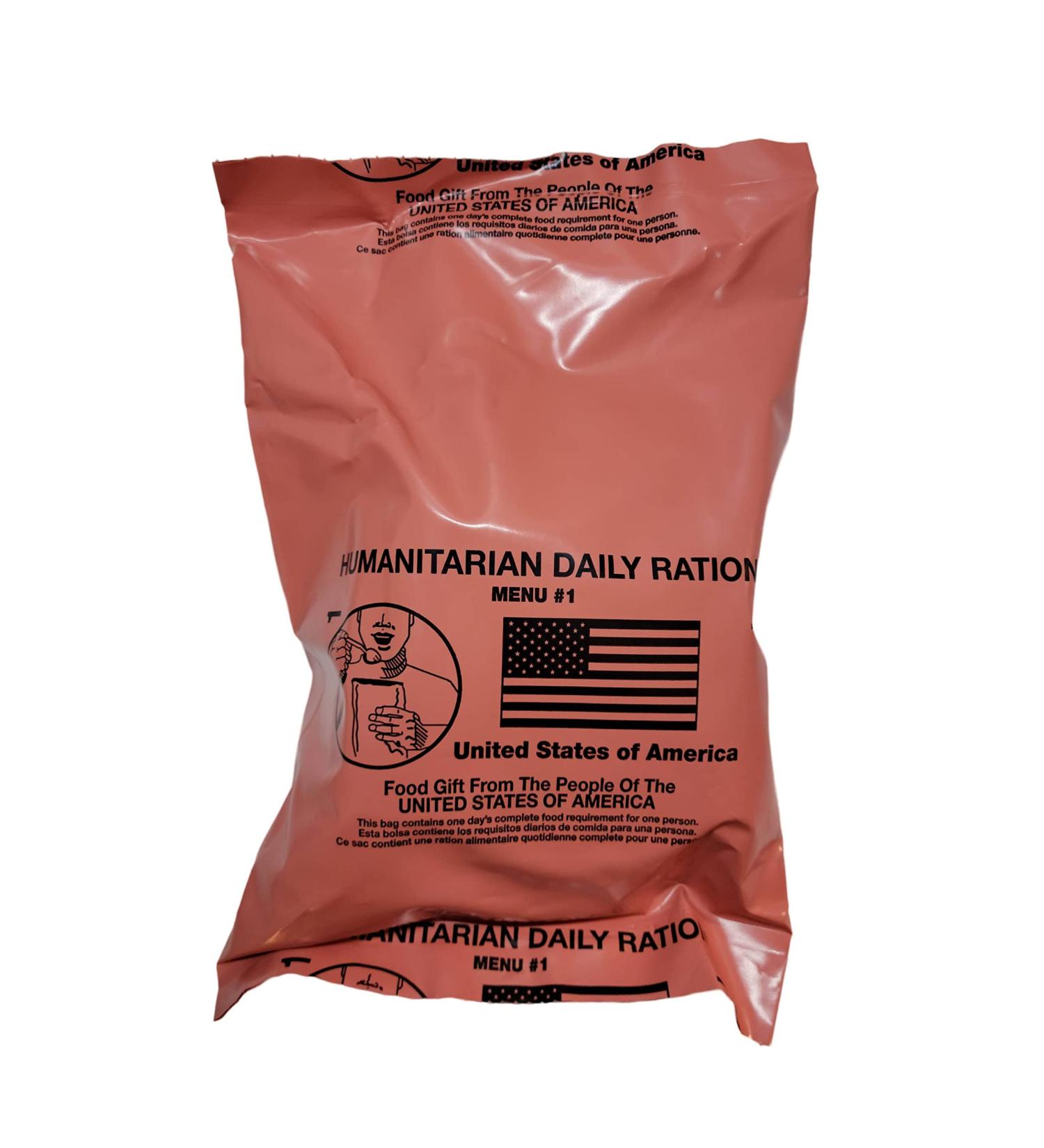 HUMANITARIAN DAILY RATION MRE - Random Menu | New Inspection Date 2/2022 | Made in USA by Sopacko | Authentic USGI Rations - Buy Online on GoSupps.com