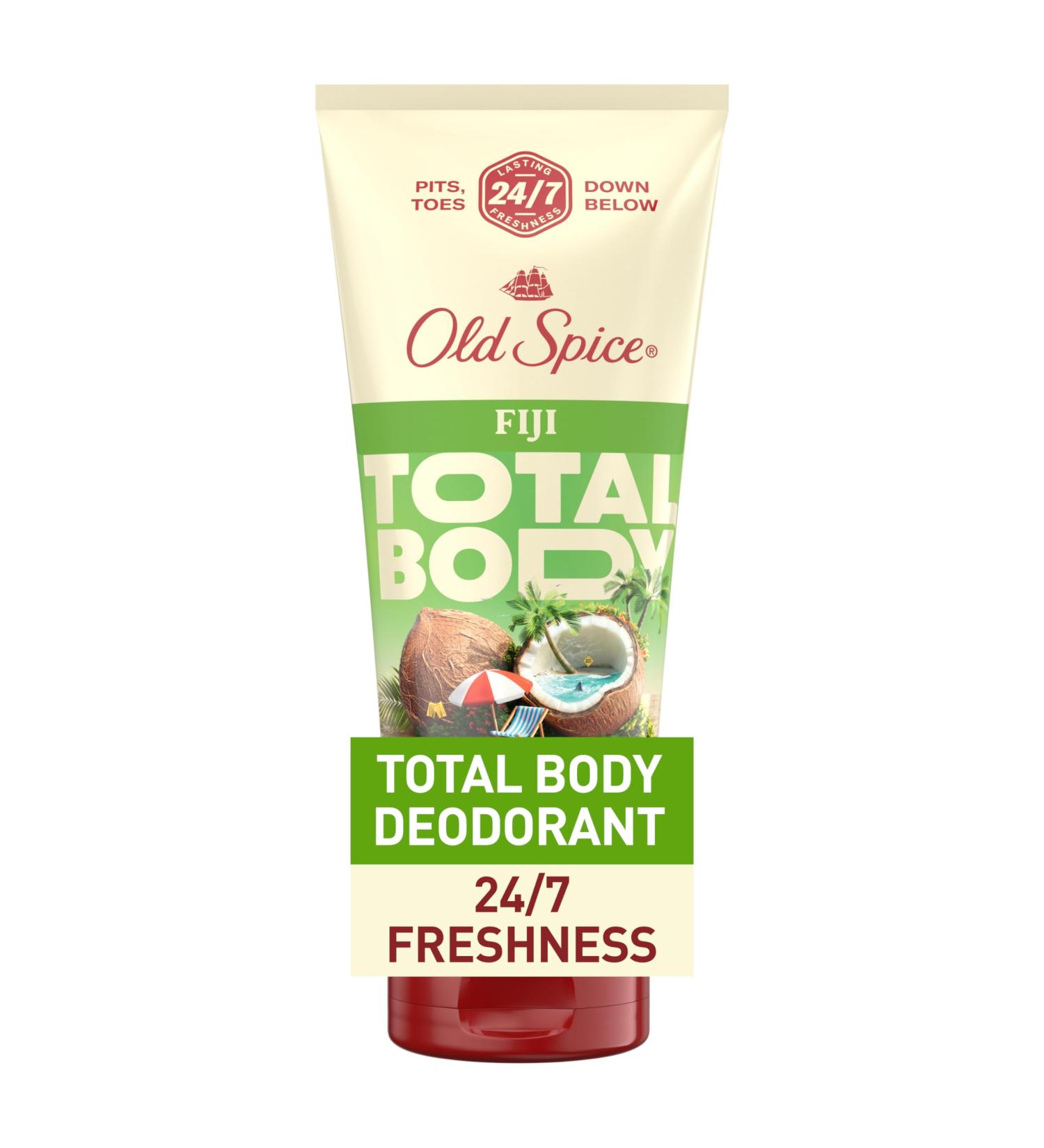 Old Spice Whole Body Deodorant for Men - Fiji Scent Aluminum Free 24/7 Freshness Dermatologist Tested 3 oz | International Shipping Available - Buy Online on GoSupps.com