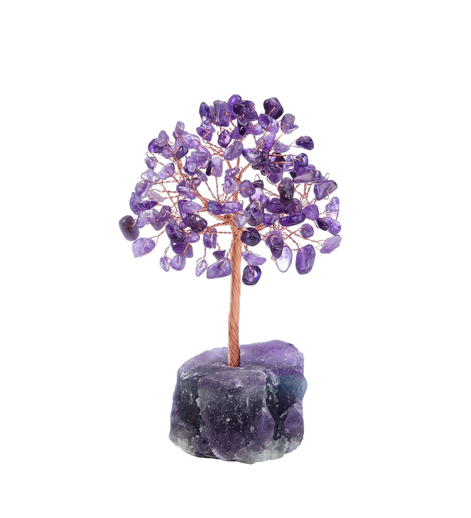 CrystalTears Amethyst Crystal Tree | Reiki Healing Gemstone Bonsai Money Tree | Fluorite Stone Base | Feng Shui Christmas Gift | Home Decor 4.7-5.1 - Buy Online on GoSupps.com
