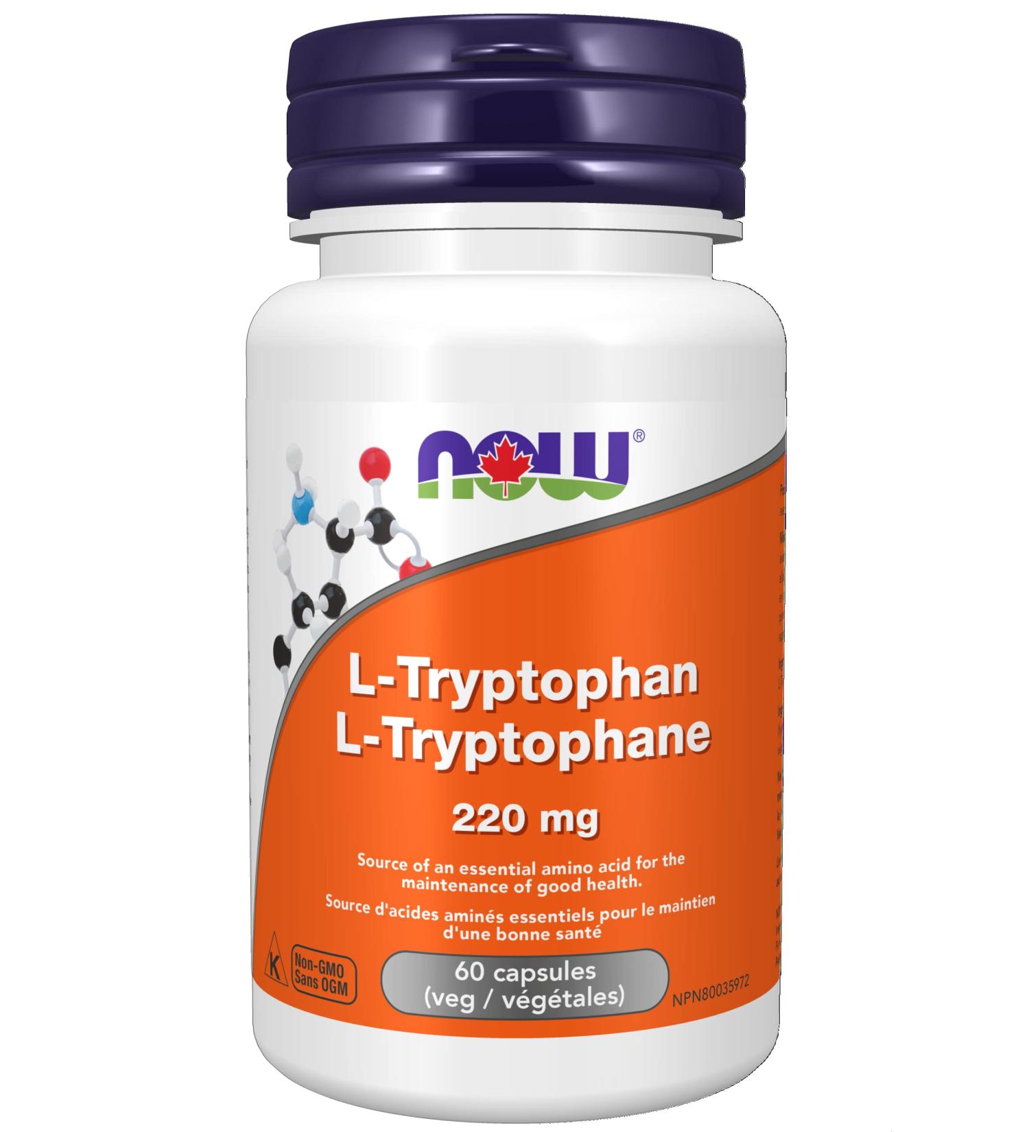 NOW Supplememts L-Tryptophan 220mg Capsules 60 Count - Buy Online on GoSupps.com