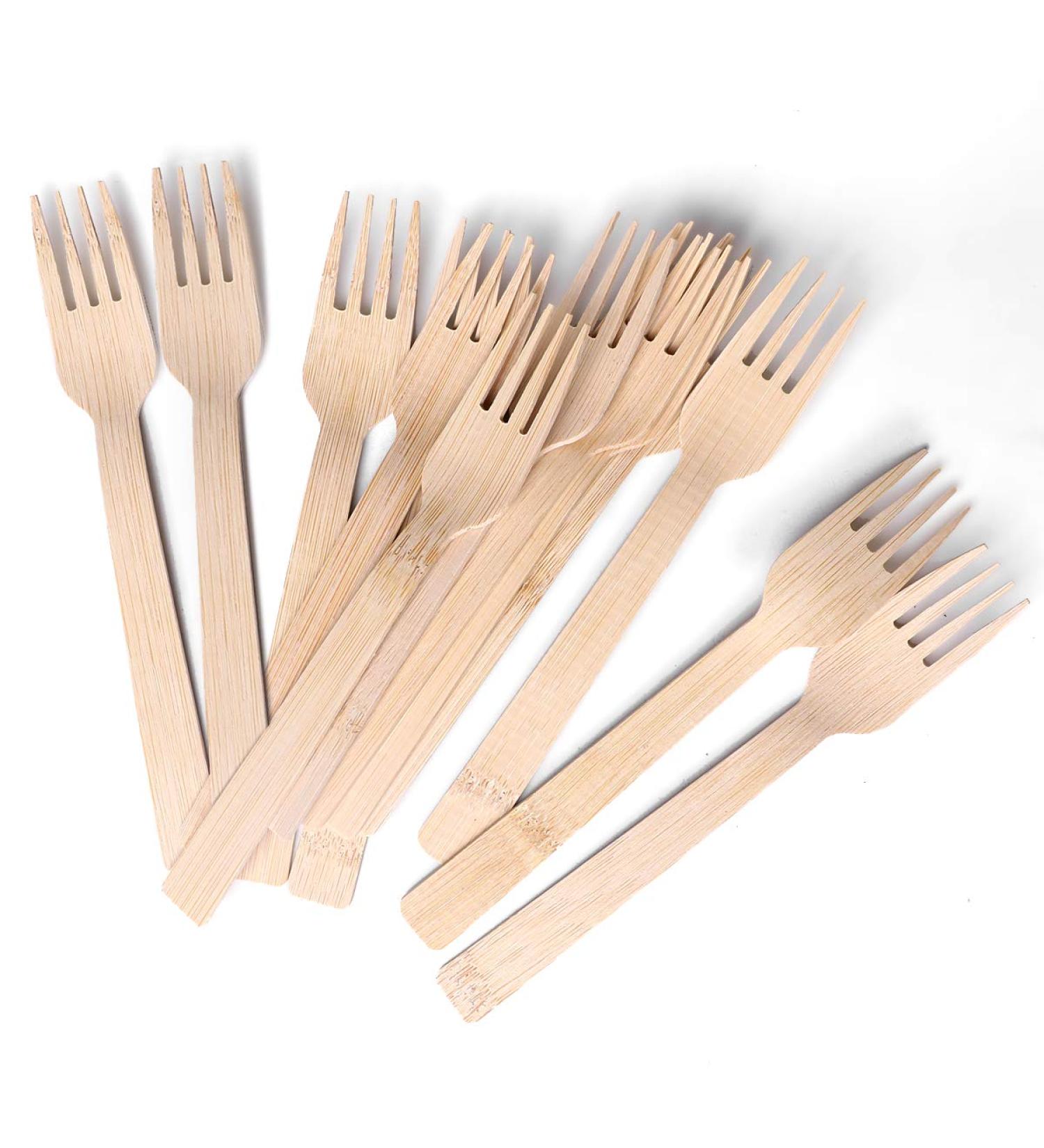 BANBU Bamboo Disposable Forks - Pack of 100, 6.7 Biodegradable Cutlery - Compostable & Renewable - Buy Online on GoSupps.com