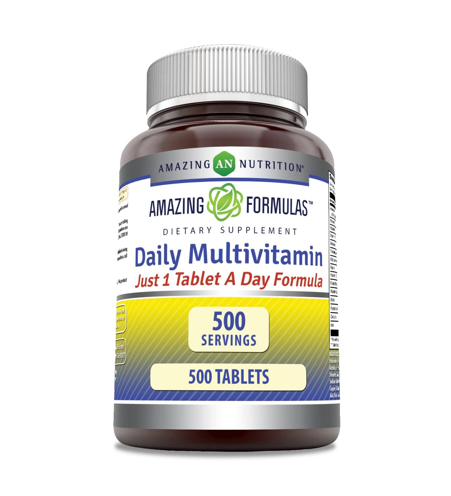 Amazing Formulas Daily Multivitamin 500 Tablets Supplement | Non-GMO & Gluten Free | Made in USA | 1 Tablet a Day | 500 Count Pack - Buy Online on GoSupps.com