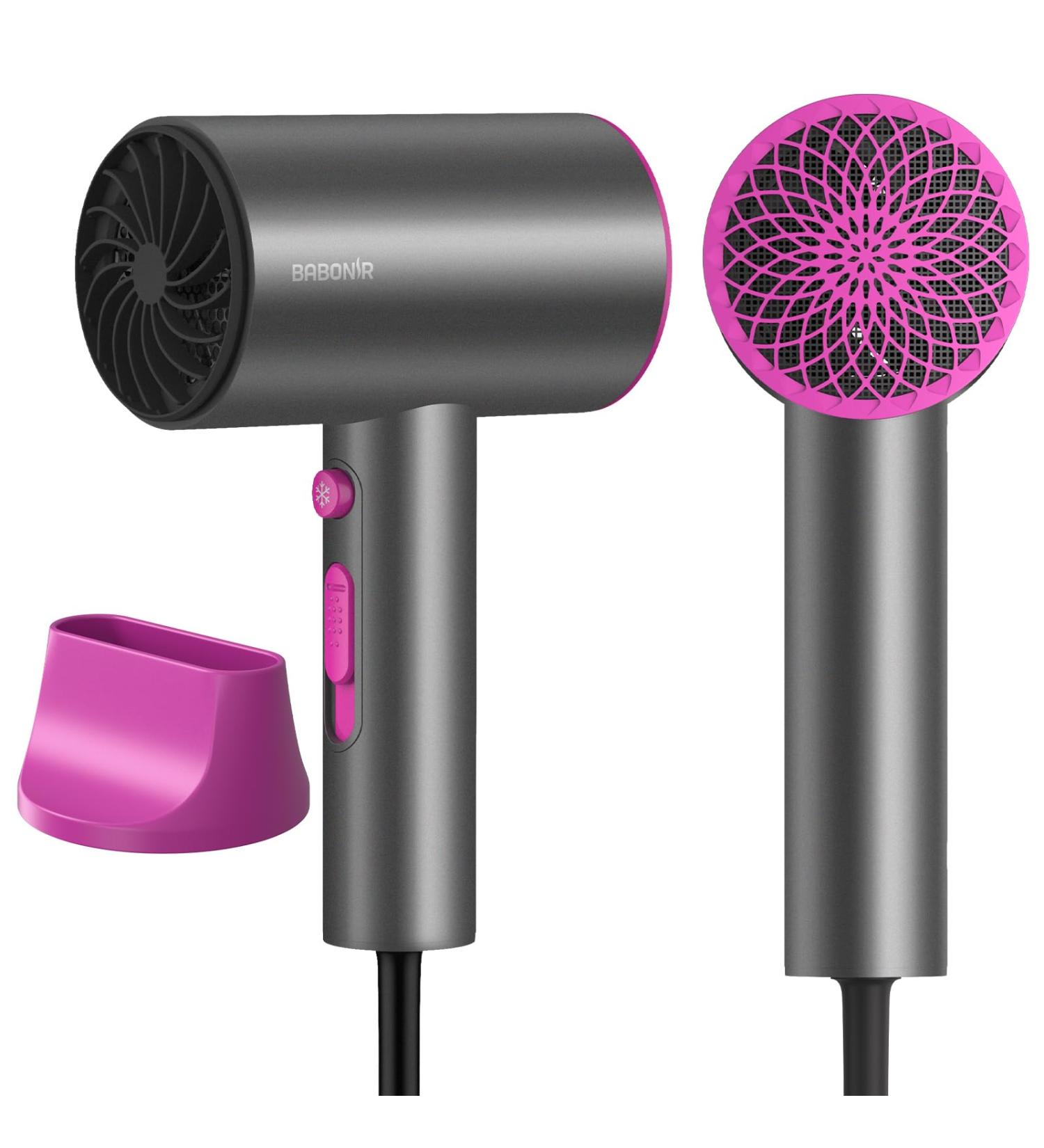 Fast Drying 1800W Ionic Hair Dryer - Compact & Lightweight Blow Dryer with Cool Button 360 Nozzle for Home & Travel - 10 Million Negative Ions - Gray - Buy Online on GoSupps.com