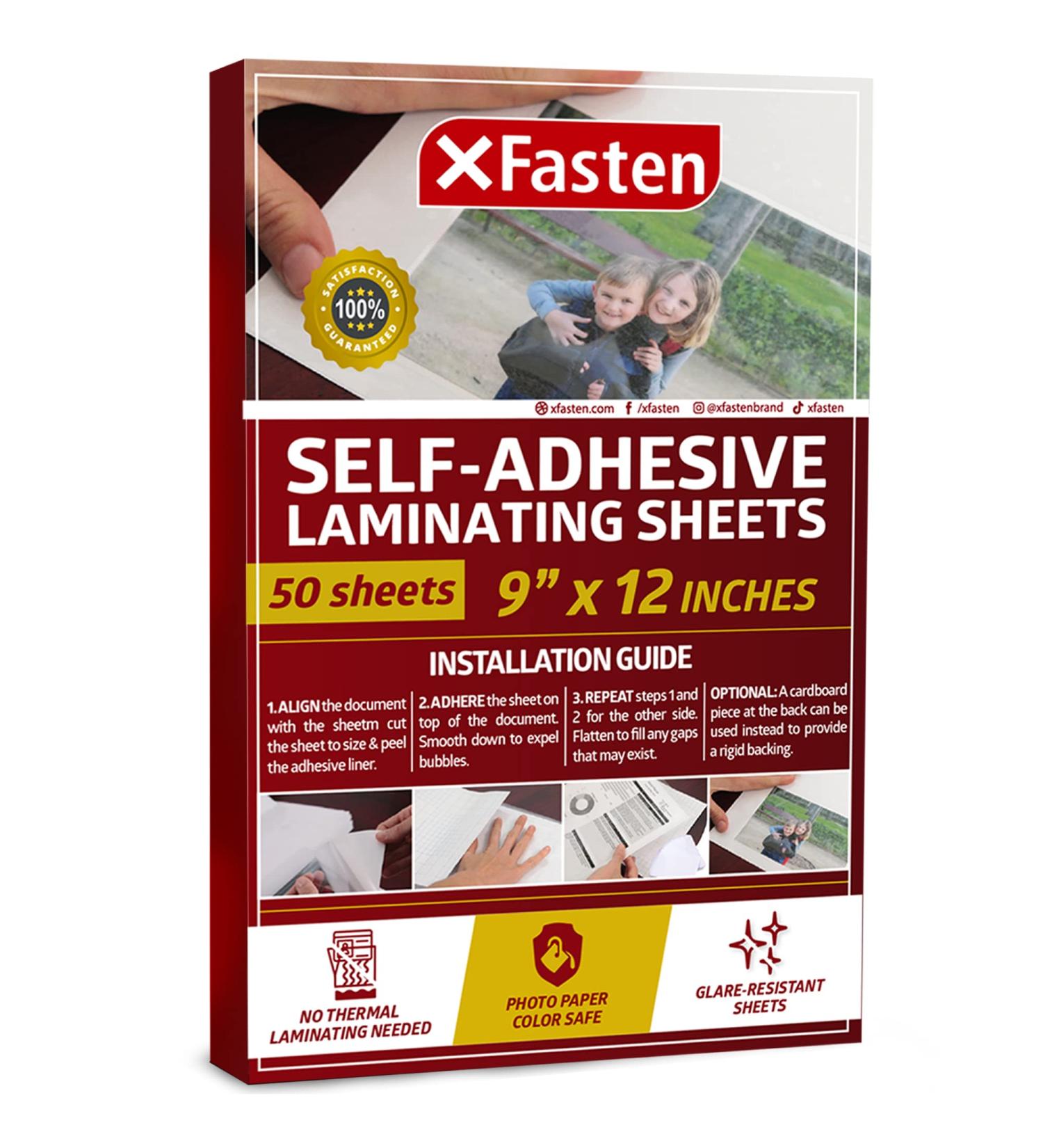 XFasten Self-Adhesive Laminating Sheets 9 x 12 Inches (50-Pack) - 4.76 Thickness - Premium Quality Laminator Sheets - Buy Online on GoSupps.com