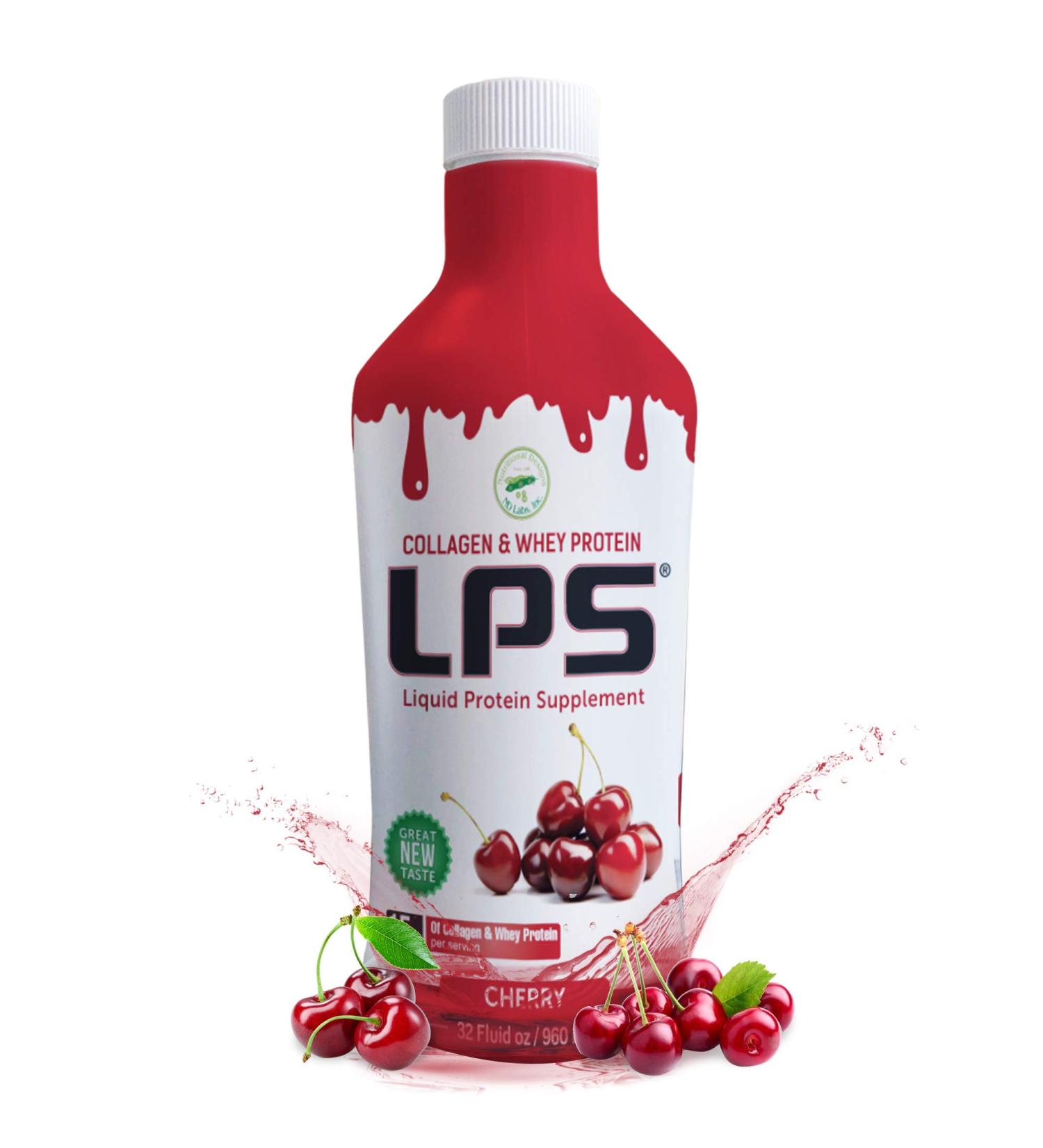Nutritional Designs Sugar-Free Liquid Collagen & Whey Protein Supplement - Cherry Flavor - Non-GMO Drink for Healthy Skin & Hair - Men & Women - Buy Online on GoSupps.com