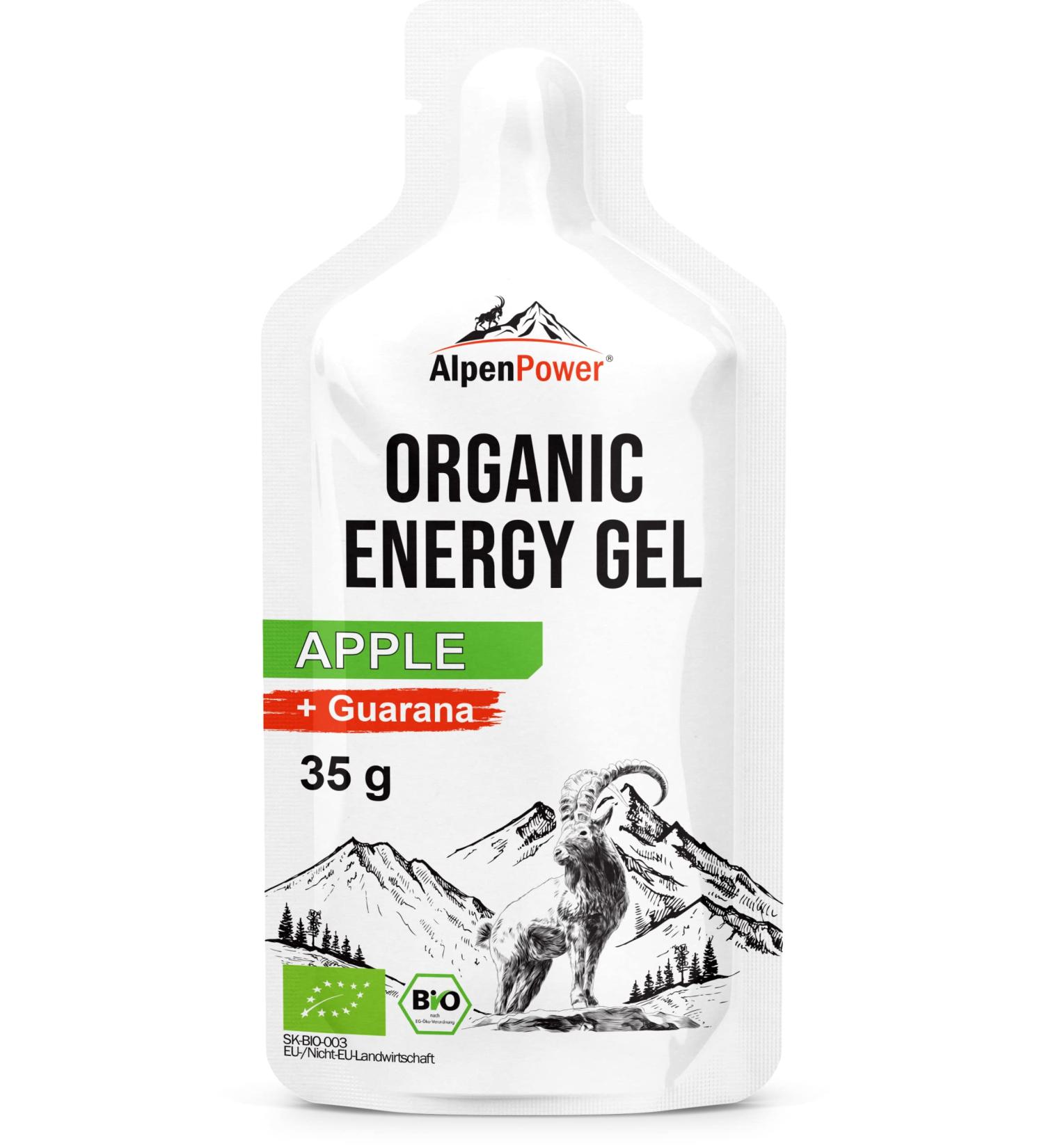 Alpenpower Bio Energy Gel Apple 12x35g - 100% Natural Caffeine Booster for Sports | Fast & Long-Lasting Energy without Additives - Buy Online on GoSupps.com