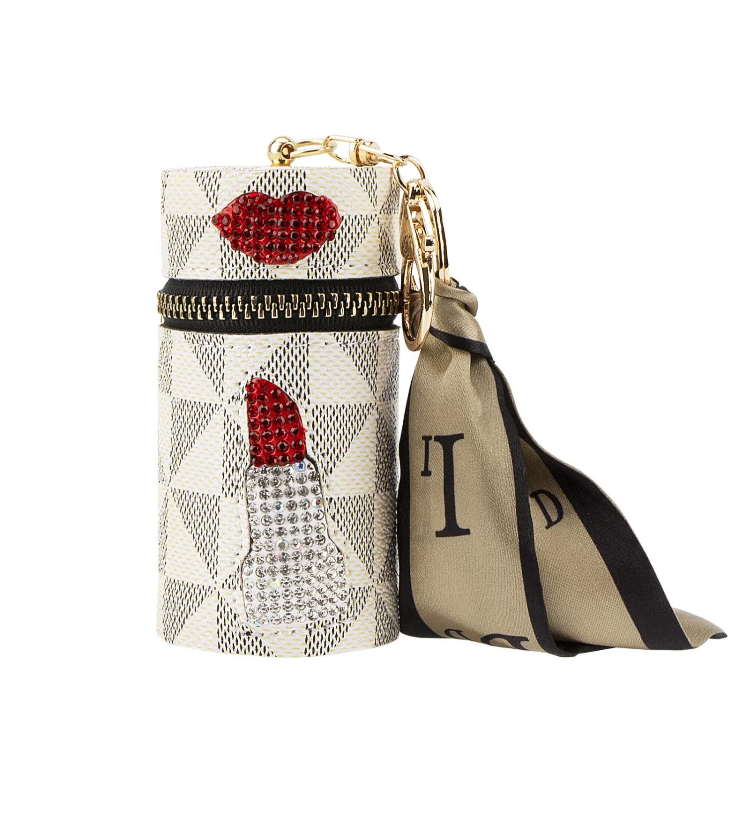 Adorila Mini Leather Lipstick Organizer Keychain Bag - Portable Purse Lipgloss Holder for Fingernail Polish (White) - Buy Online on GoSupps.com