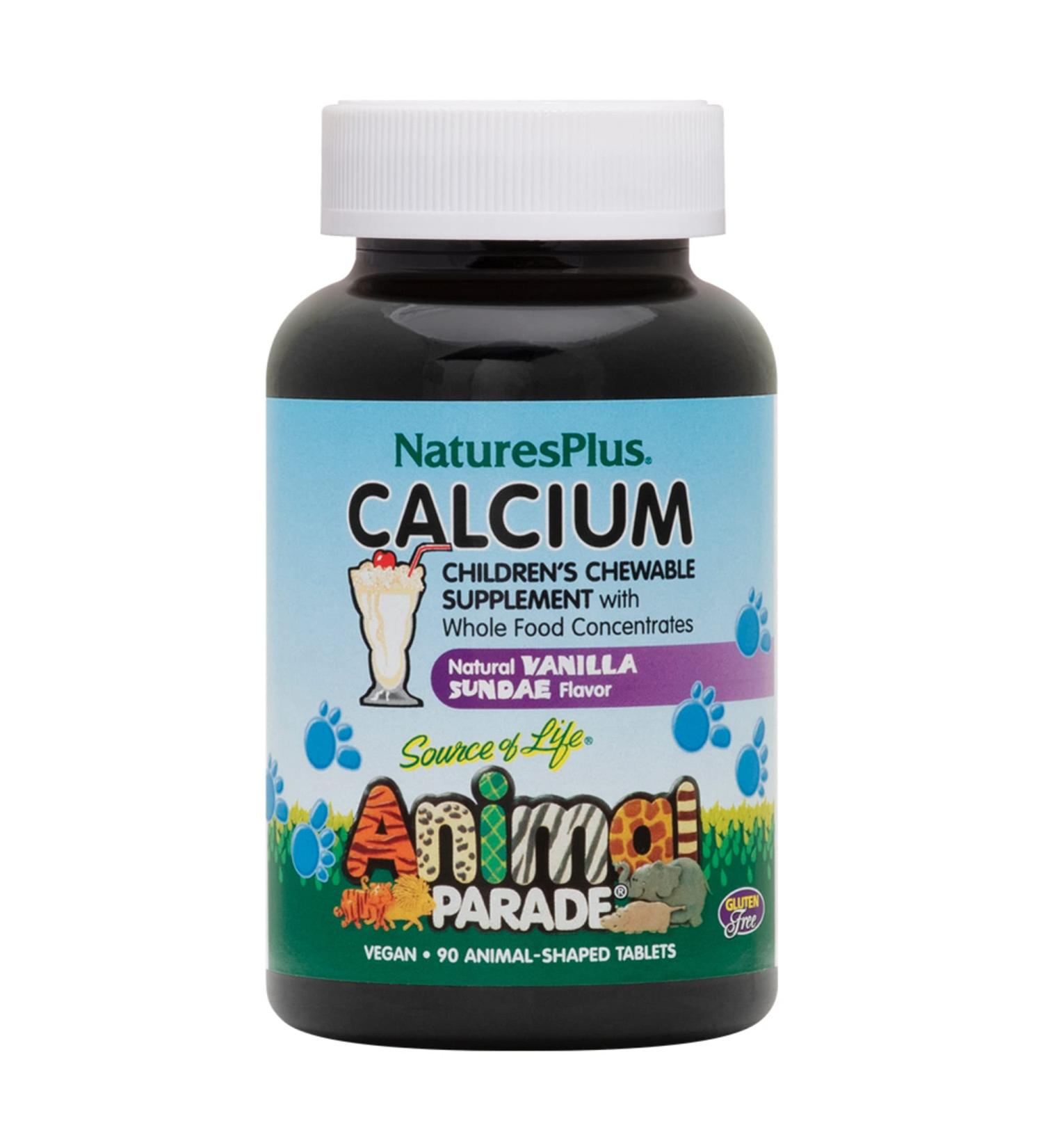 Nature's Plus Source of Life Animal Parade Calcium Chewables for Kids â€“ Natural Vanilla Sundae Flavor, 90 Tablets - Buy Online on GoSupps.com