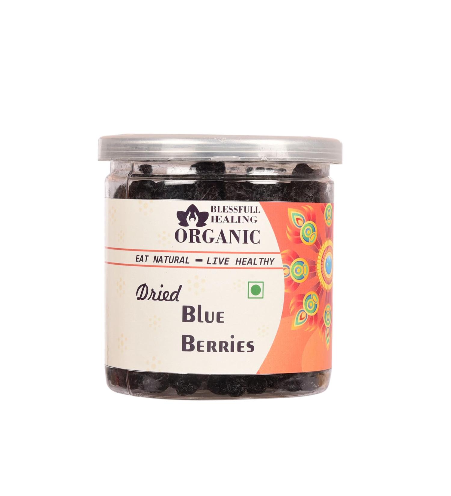 Blessfull Healing Organic Dried Blue Berries 300 Gram Airtight Container (Packing May Vary) - Buy Online on GoSupps.com