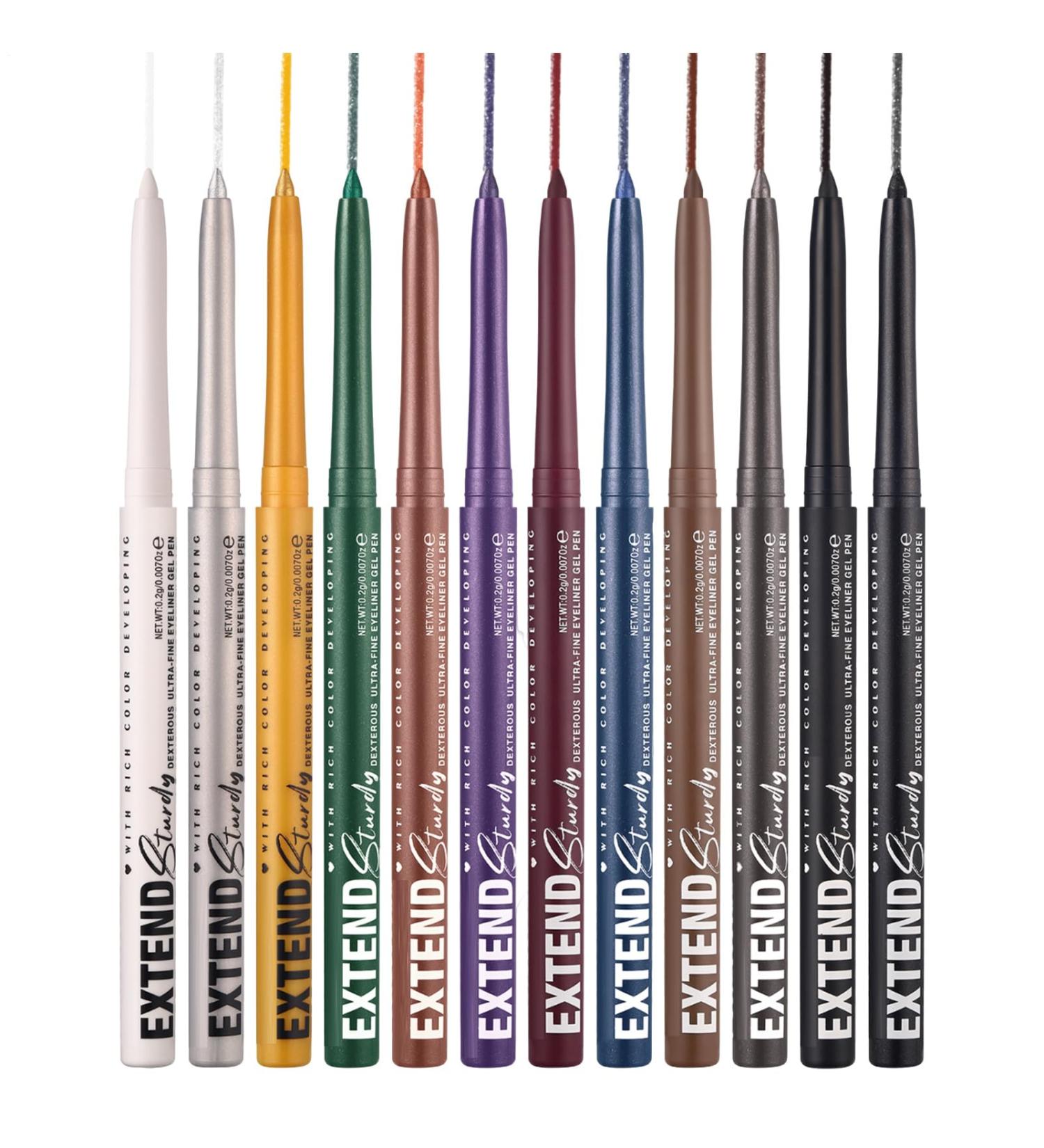 Eyeliner pens gel eyeliner pencils 12 colors waterproof eyeshadow pencils - Long-lasting gel pens smudge-proof cosmetics for professional makeup - Buy Online on GoSupps.com
