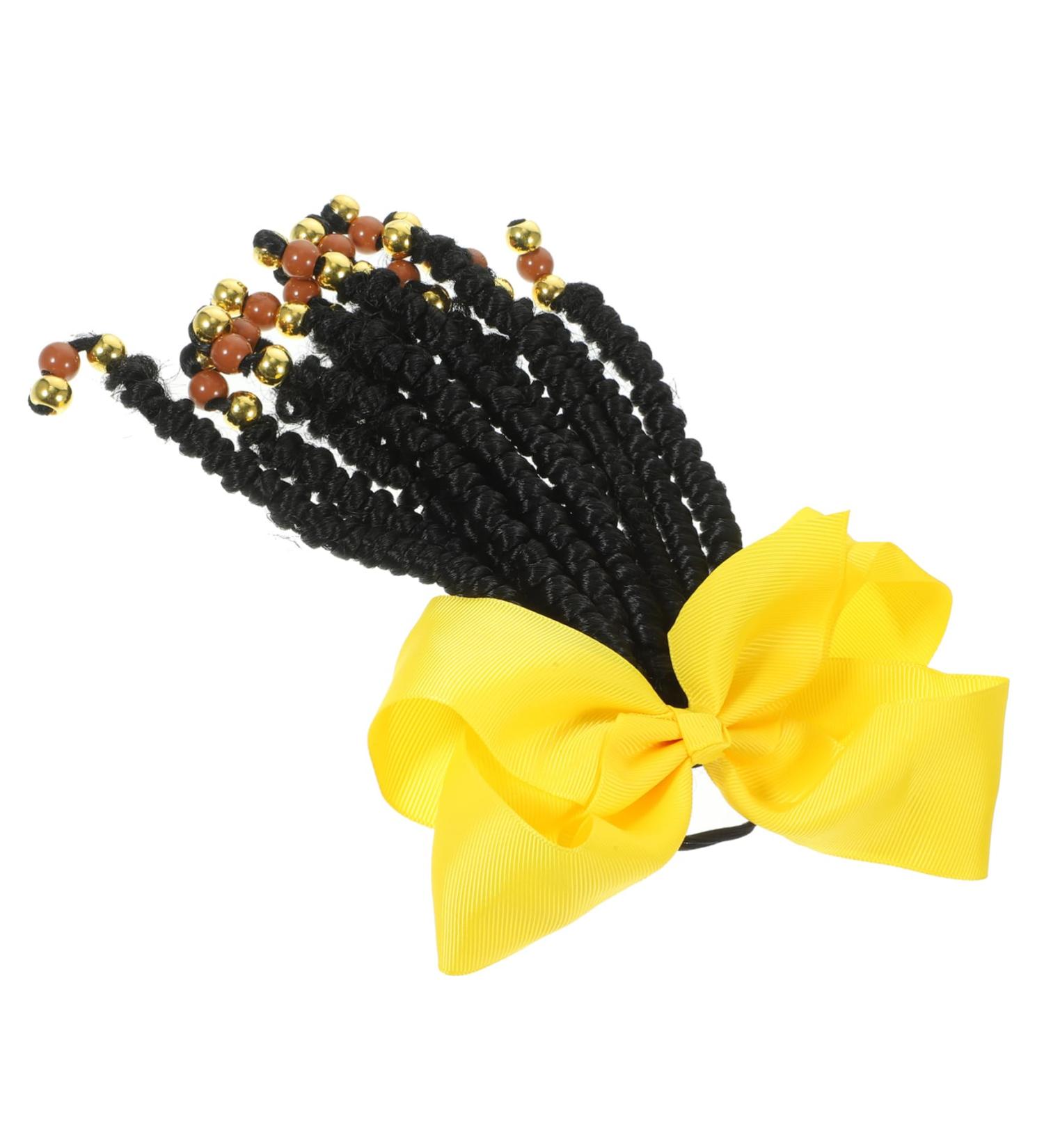 FRCOLOR Hair Jewellery Wig Ponytail Extension Colourful Hair Extension Braided Women Braided Hair Extensions Ponytail with Bow and Beads Cosplay Tie Women 24.00X13.00X5.00CM As shown 04 - Buy Online on GoSupps.com
