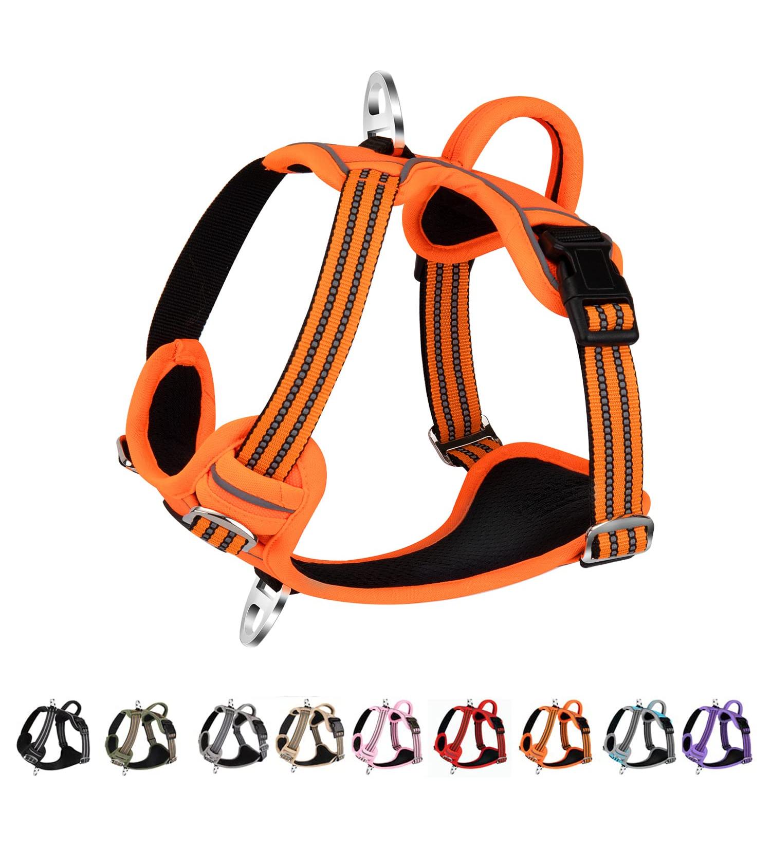 Eyin Dog Harness for Large Dogs - Adjustable Breathable Reflective Padded with Handle & Front Bracket XL (Orange) - Perfect for Daily Training - Buy Online on GoSupps.com