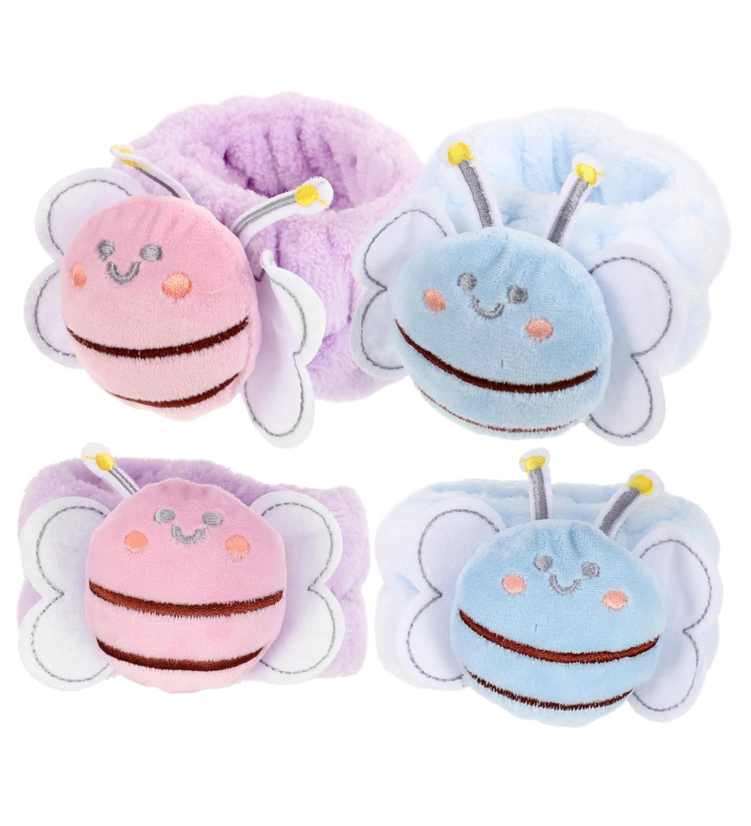 4pi ces Bracelets De Poignet Flanelle Absorbant Eau Pour Lavage Du Visage Abeille Pour Spa - Buy Online on GoSupps.com
