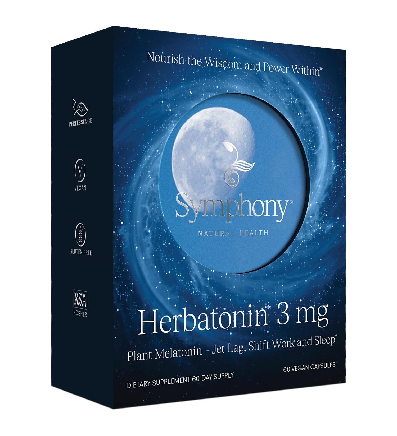 Herbatonin 3mg - The First Phyto-Melatonin (Natural Plant Melatonin) for Sleep Cycle, Body Clock and Circadian Rhythm Support for Jet Lag, Shift Work and Sleeplessness 60 Vegan Capsules - Buy Online on GoSupps.com