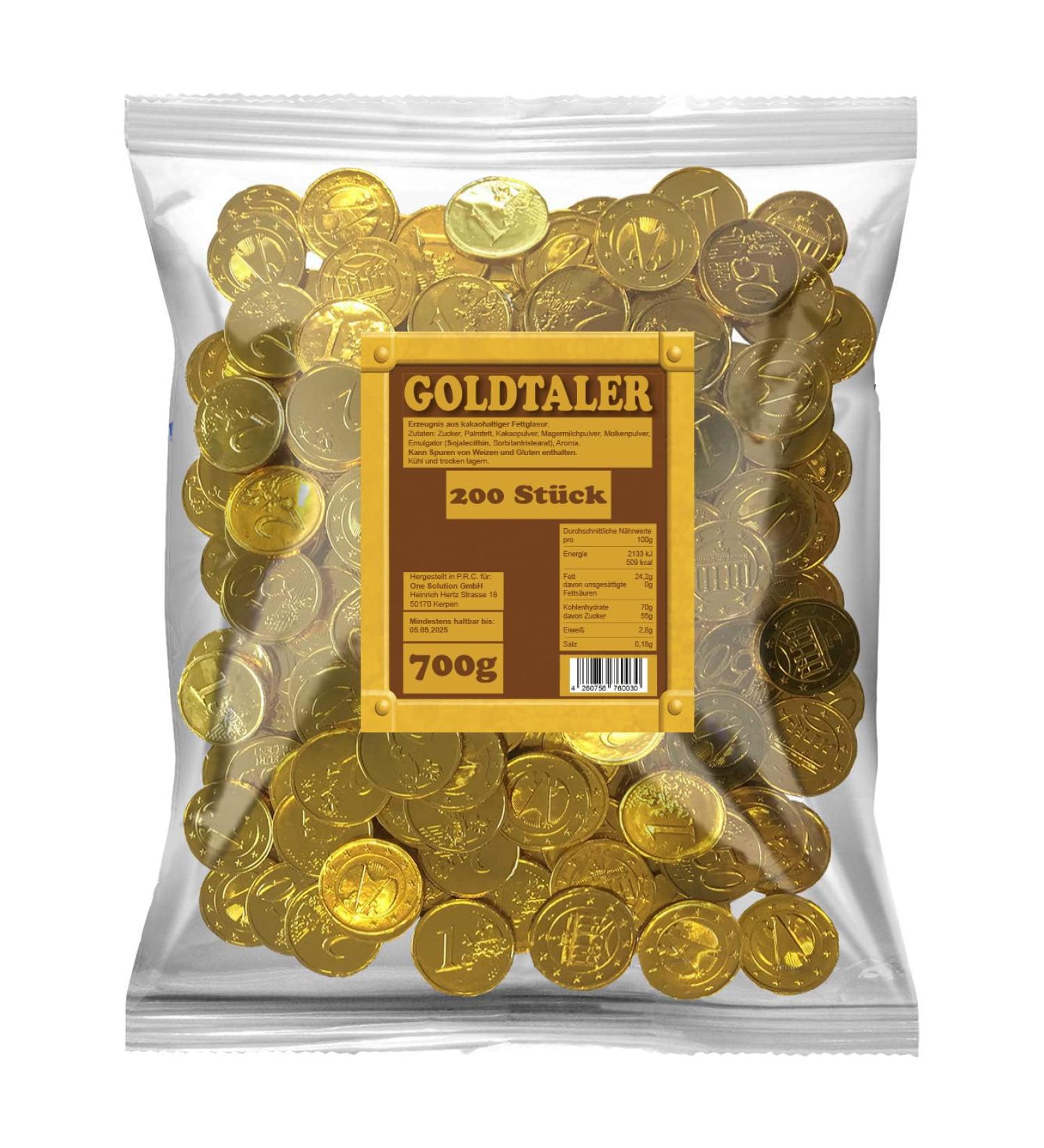 Goldtaler made of chocolate 200 pieces I ideal for treasure hunt children's birthday party or as a lifter i Eurom coins as throwing material for carnival and carnival