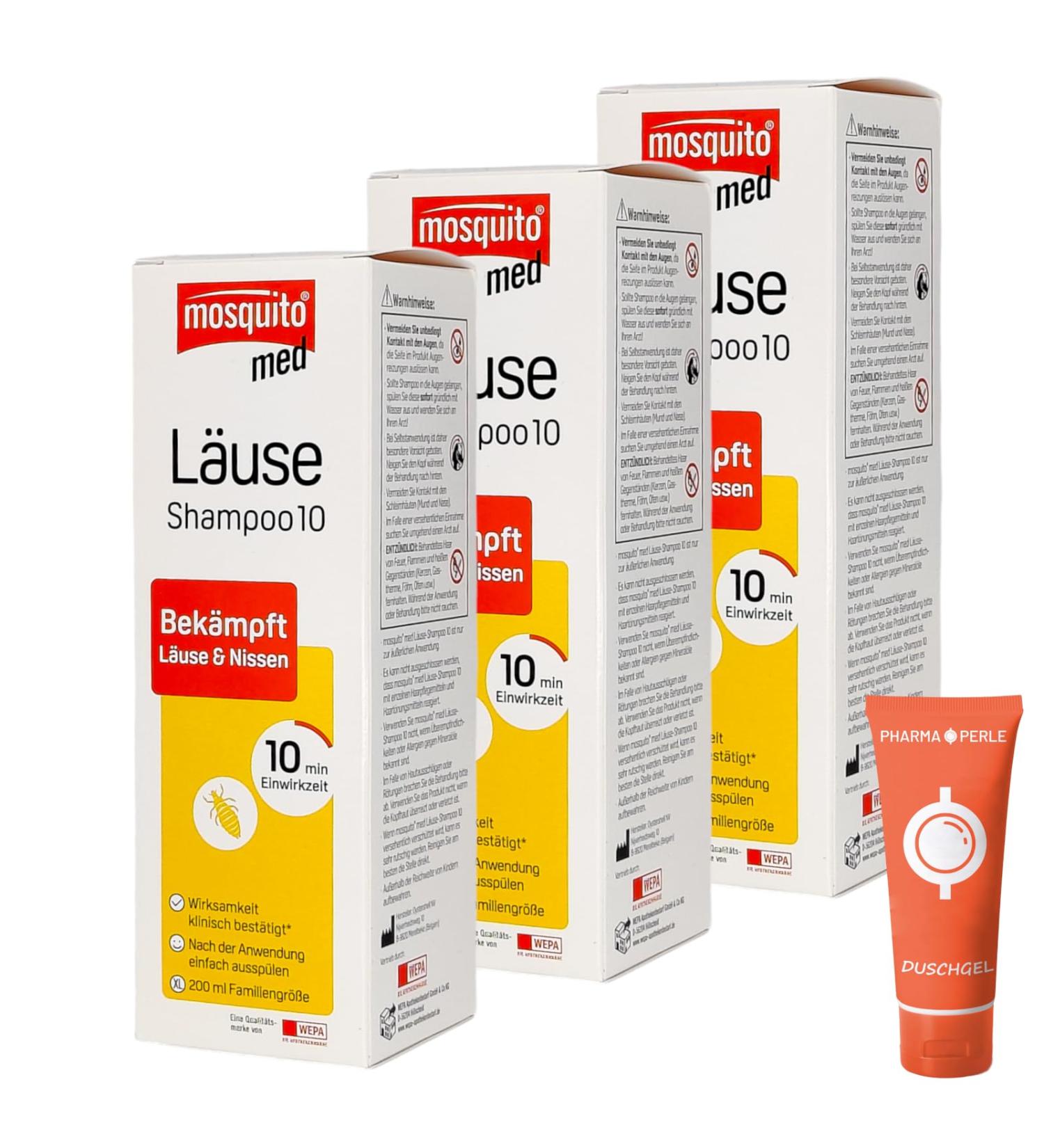 Buy Mosquito Med Lice Shampoo 3x200ml - Effective Head Lice Treatment | Family Size Savings Set + Free Pharma Pearl Gift - Buy Online on GoSupps.com