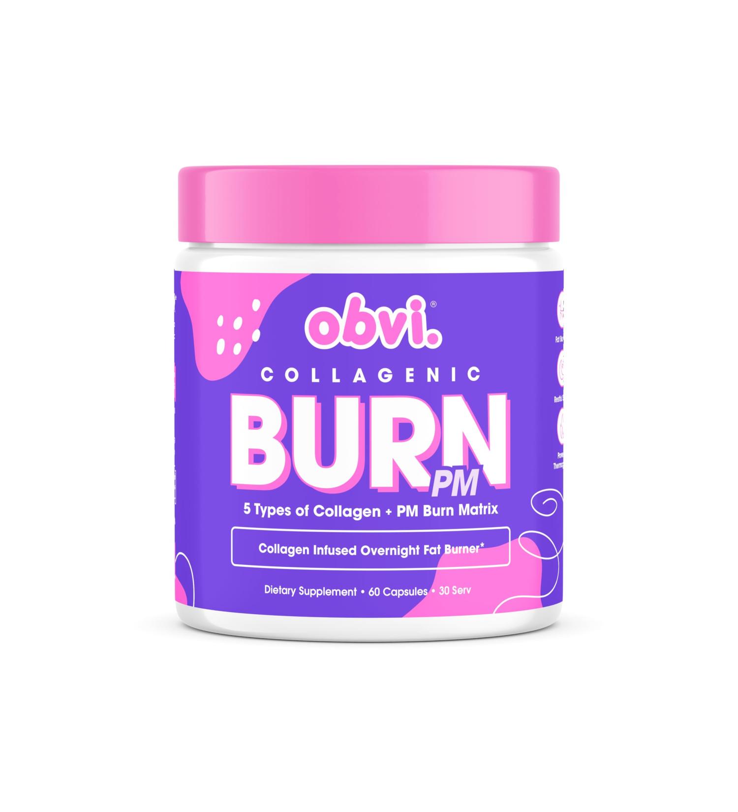 Obvi Collagenic Burn PM | Nighttime Collagen with Ashwagandha GABA & Melatonin | Multi-Type Collagen | 90 Capsules - Buy Online on GoSupps.com