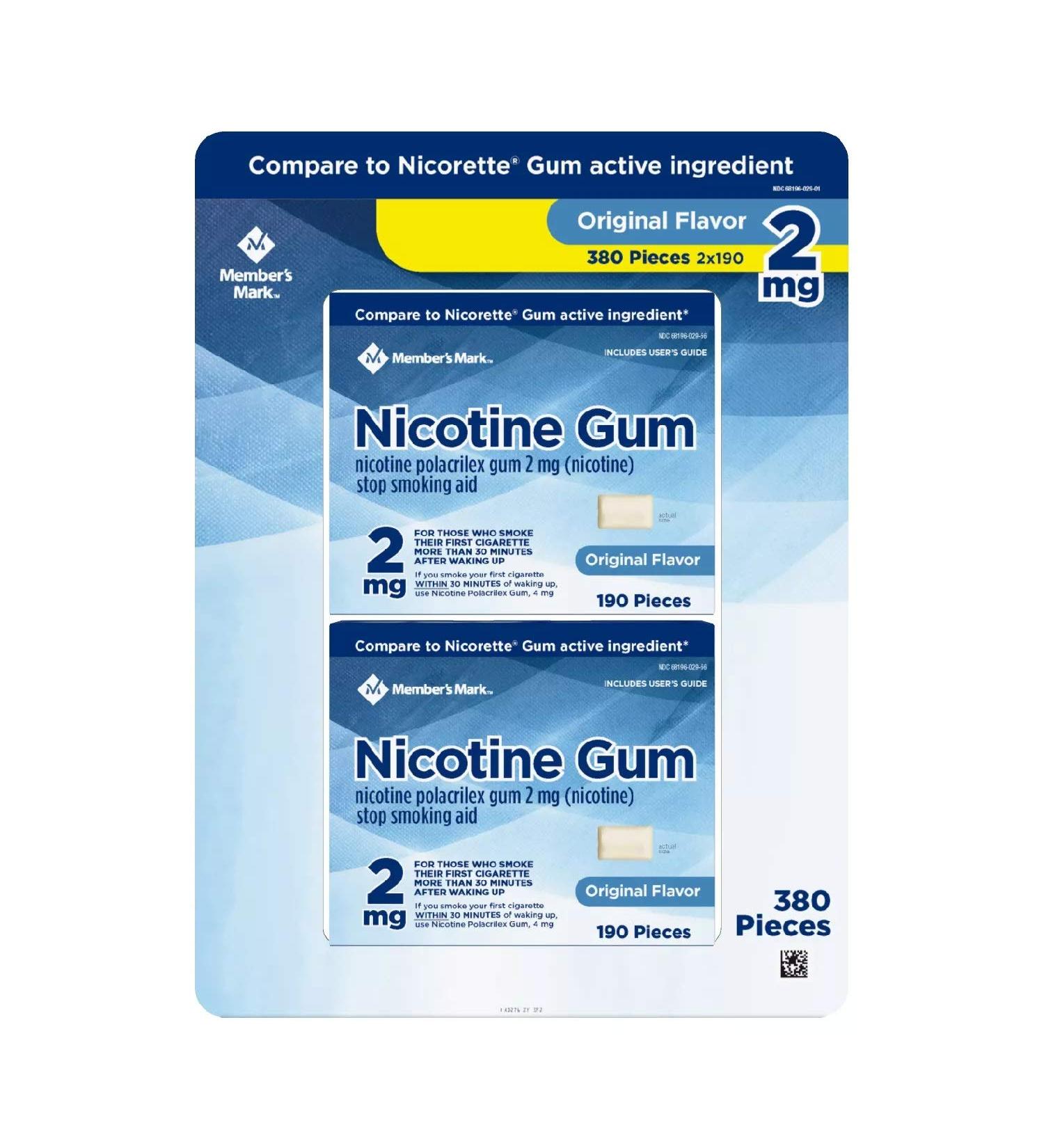 Member's Mark 2mg Nicotine Gum: Original Flavor (380 ct.) | Stop Smoking Aid - Buy Online on GoSupps.com