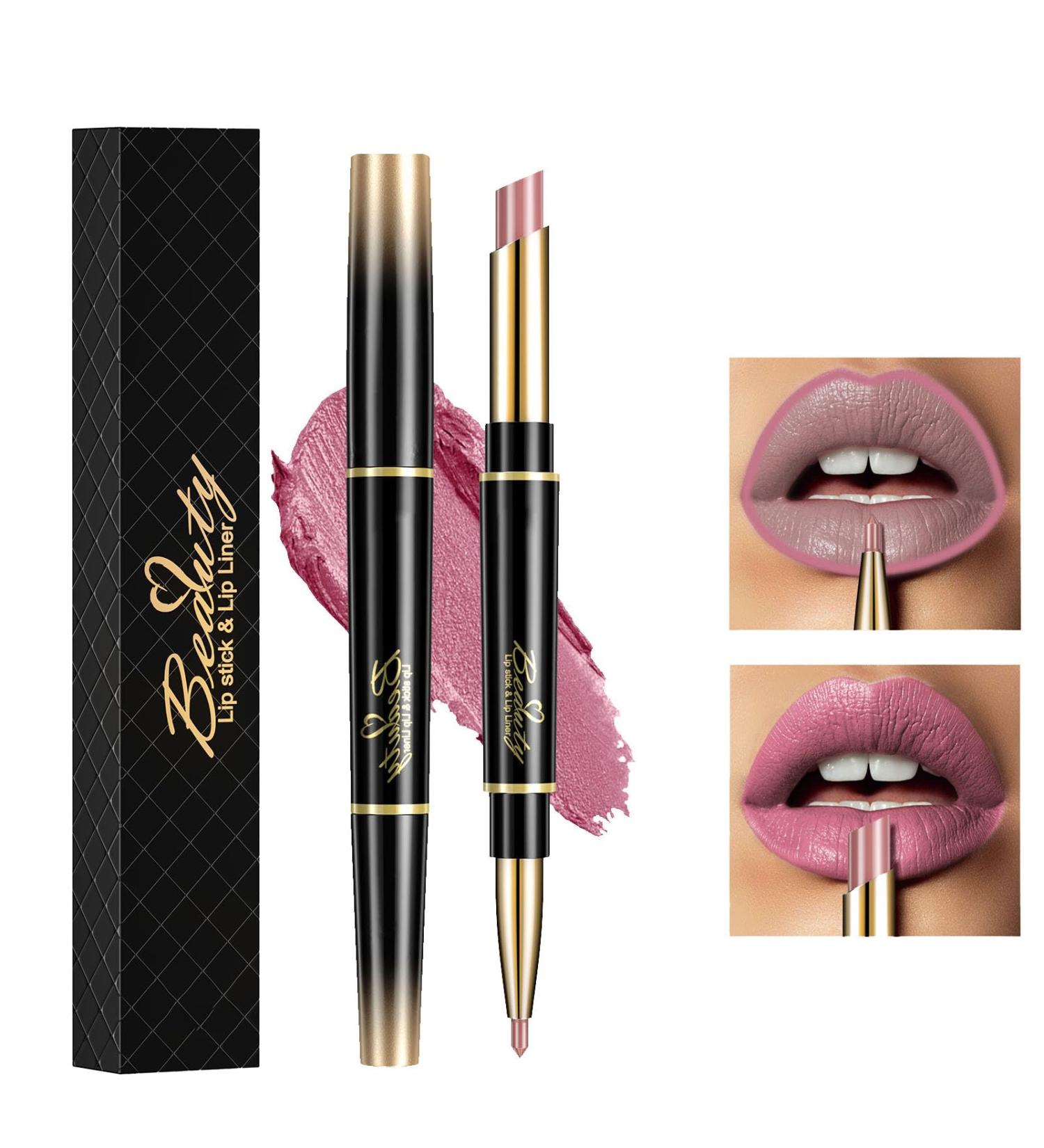 HOUSN 2 in 1 Double-end Lip Liner Pencil Matte Lipstick Pen - Long-lasting Lip Liner Contour Makeup for Girls and Women - Non-Stick & Non-Fade (06#Pink) - Buy Online on GoSupps.com