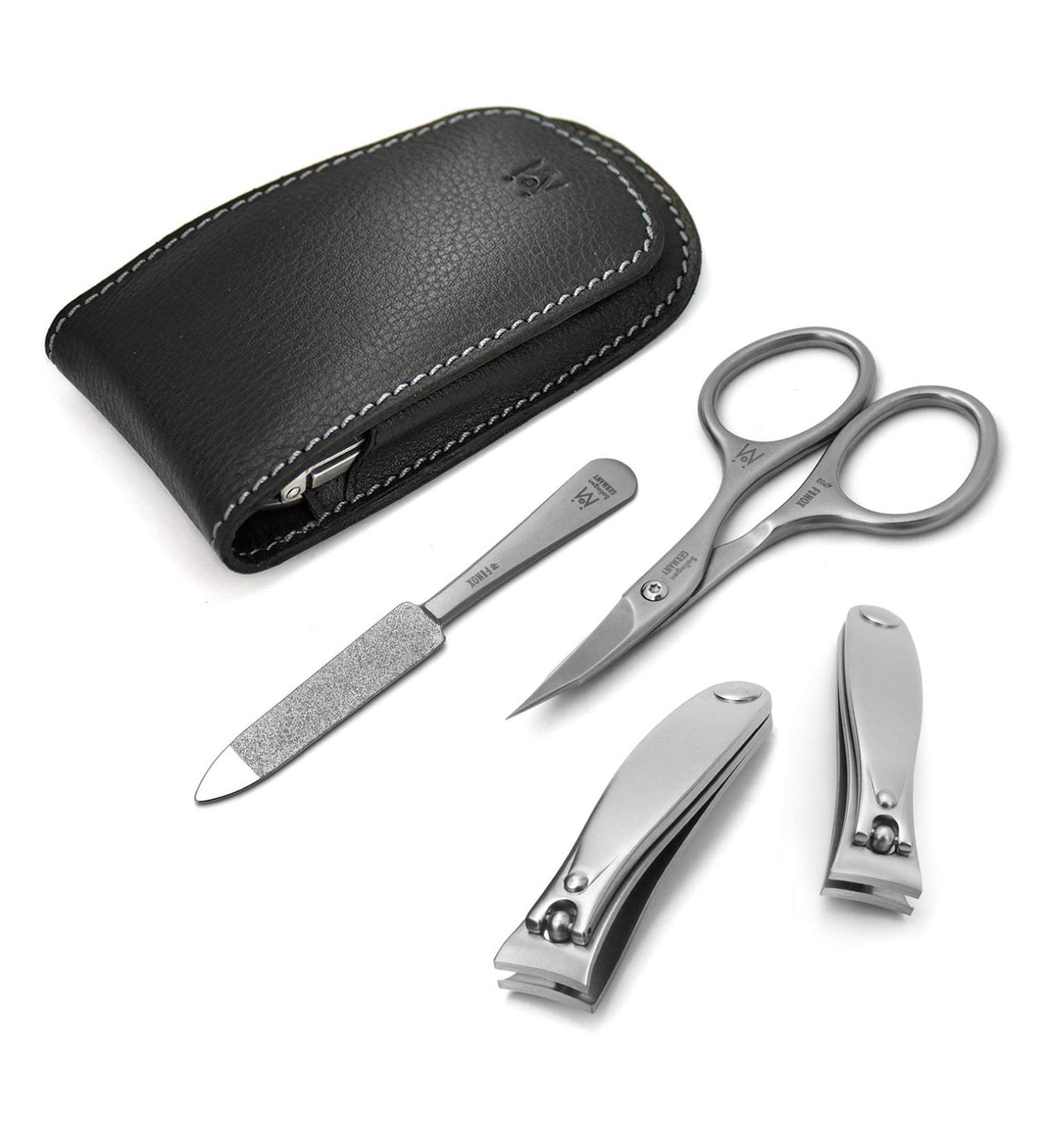 GERMANIKURE 4pc Manicure Set in Leather Case - Handmade in Solingen Germany | FINOX High Carbon Stainless Steel Professional Manicure Kit - Buy Online on GoSupps.com