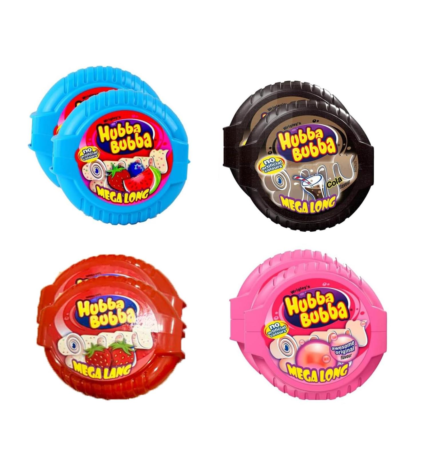 Huba Huba Combo Mega Long Bubble Gum Flavour Cola Strawberry Bubble Tap Watermelon 2Pcs Each (Pack of 8) - Buy Online on GoSupps.com