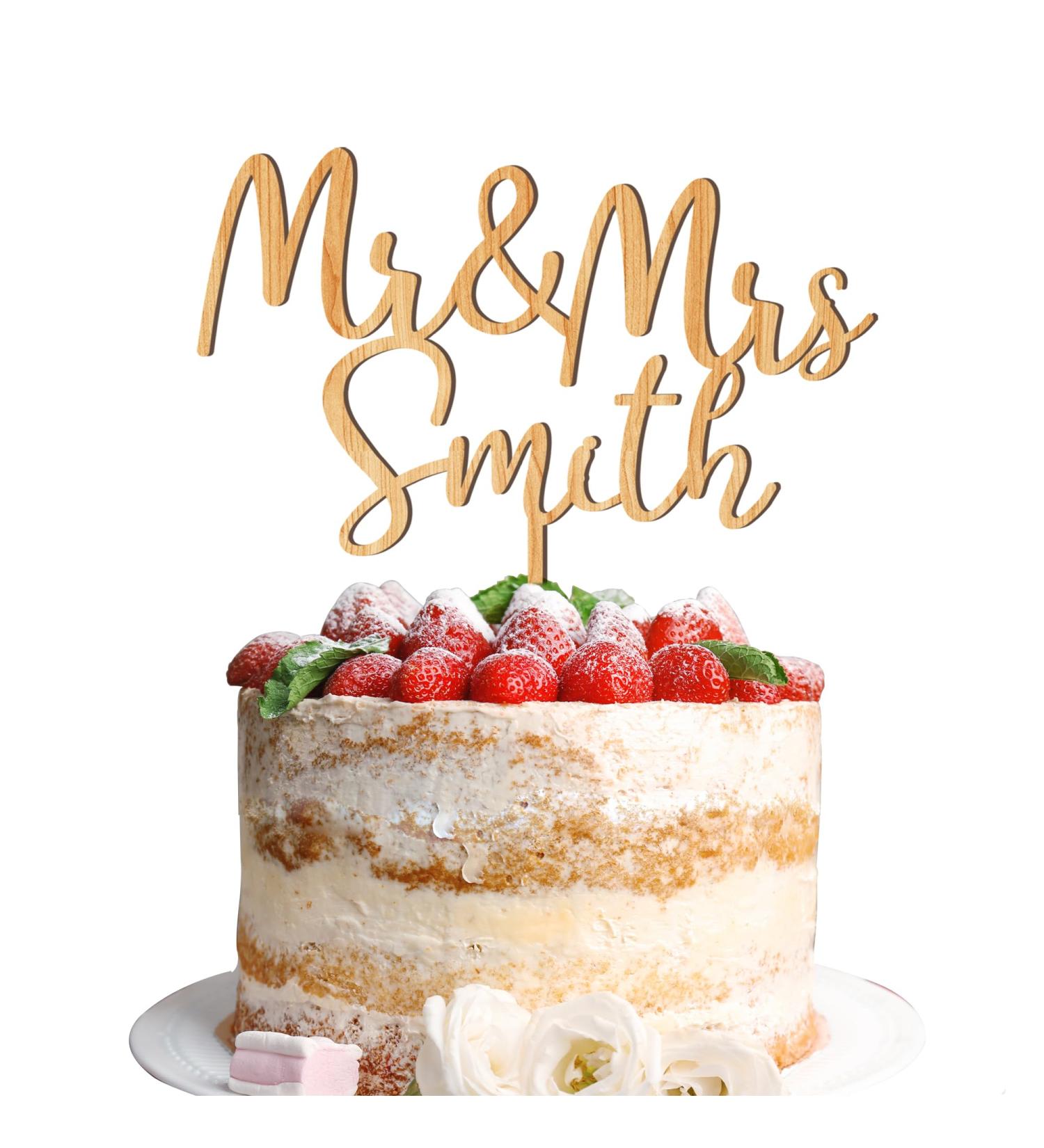Wedding Cake Toppers Engagement Gifts Mr & Mrs Cake Topper Personalised Gifts for Couple Party Decorations Wooden Cake Topper Custom Gifts 2 Designs with Any Name(Design1) - Buy Online on GoSupps.com