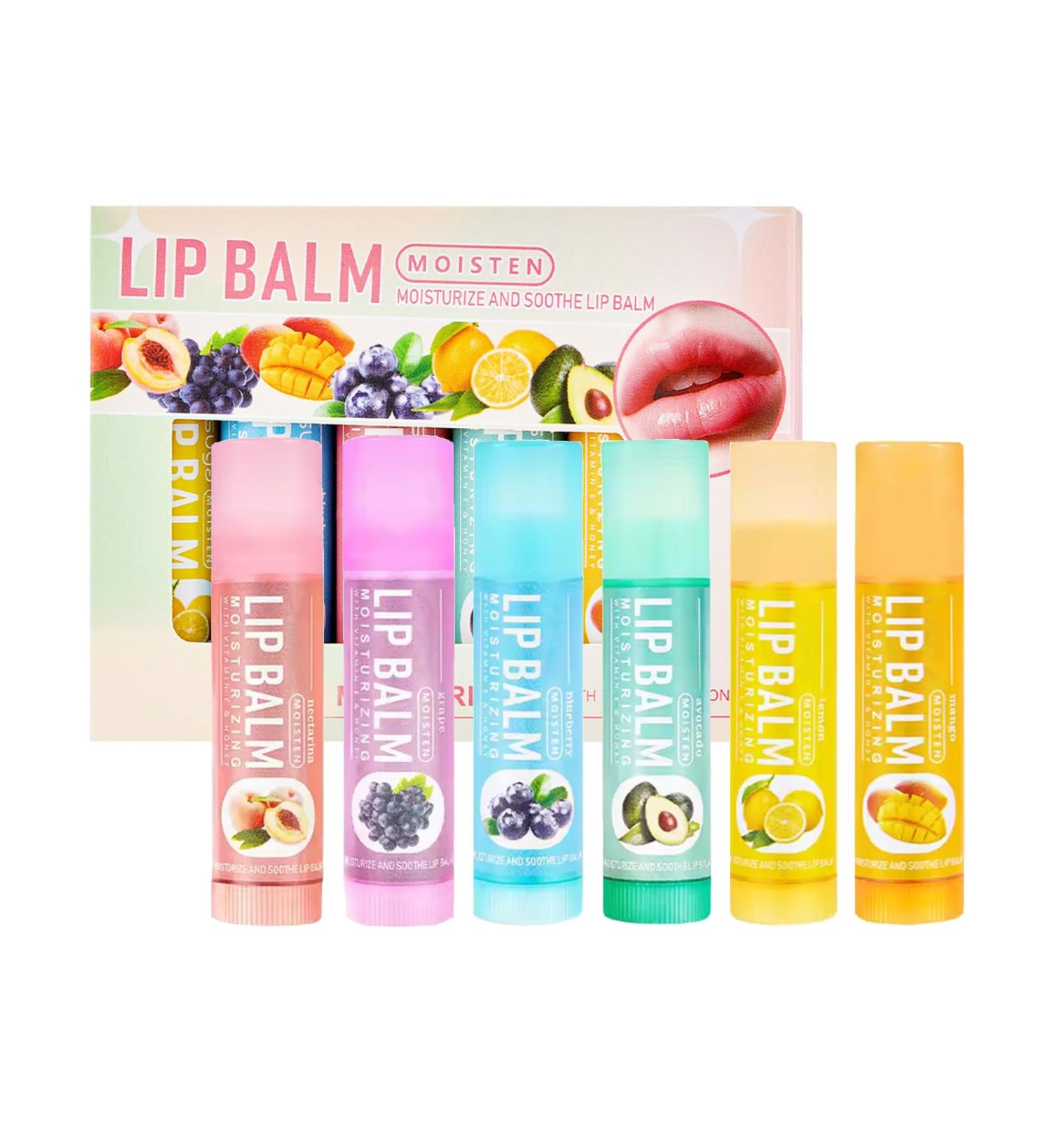 6 PCS Natural Lip Balm Anti Chapping Lip Mmoisturizers Fruit Flavoured Lip Balms Moisturizing lip care wrinkle-reducing lip balm cracking Moisturizing & Plump Quickly Replenishing Moisture - Buy Online on GoSupps.com