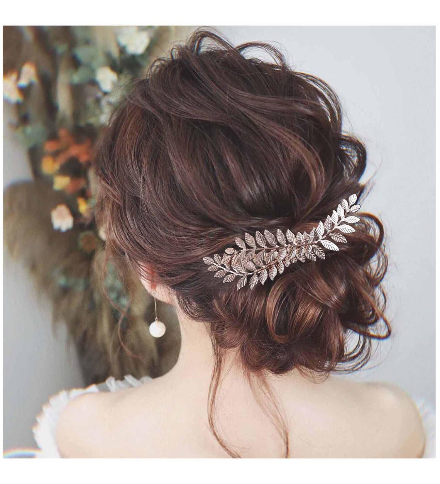 Yheakne Boho Leaf Hair Comb - Gold Wedding Barrette for Women and Girls - Buy Online on GoSupps.com