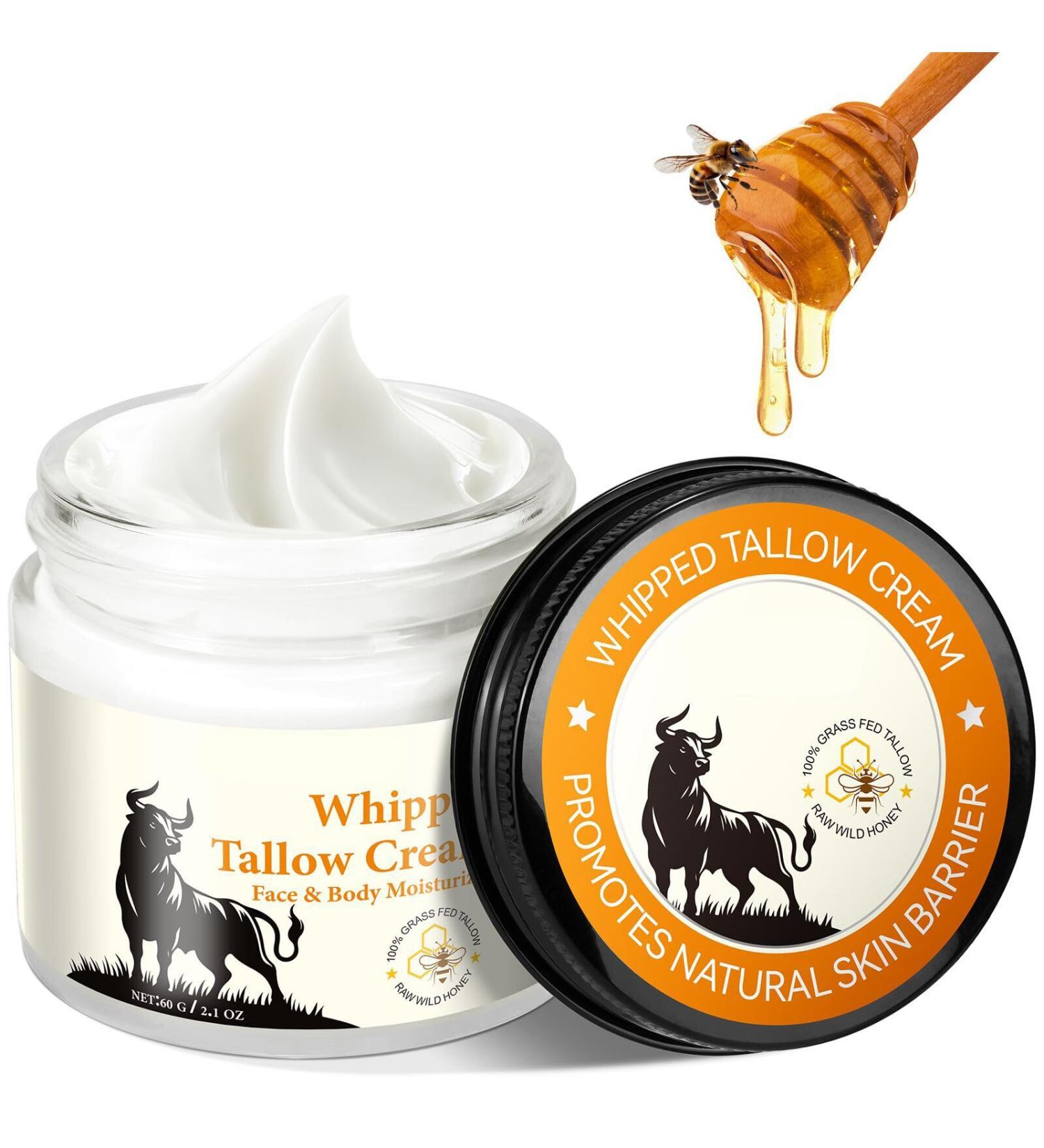 Beef Tallow for Skin Tallow And Honey Balm for Face & Body Whipped Grass Fed Beef Tallow Face Moisturizer Deep Hydration Soothes Dryness Repairs Skin Barrier Natural Body Butter - Buy Online on GoSupps.com