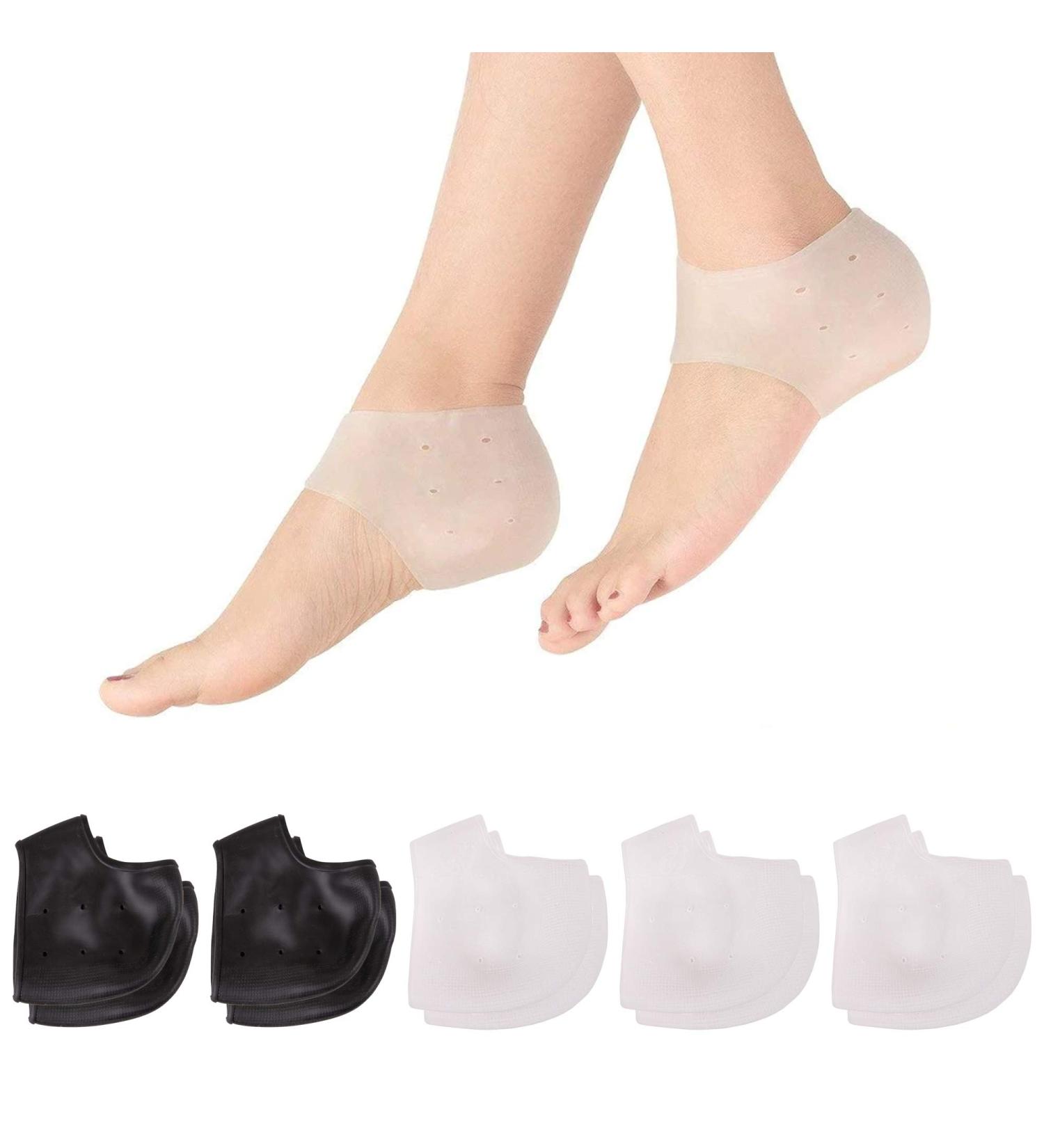 (5 Pair) Silicone Heel Protectors and Cups for Heel Pain Relief - Universal Size | Heal Dry Cracked Heels with Cushion Pads | Stocking Stuffers for Women, Teen Girls, Moms - Buy Online on GoSupps.com