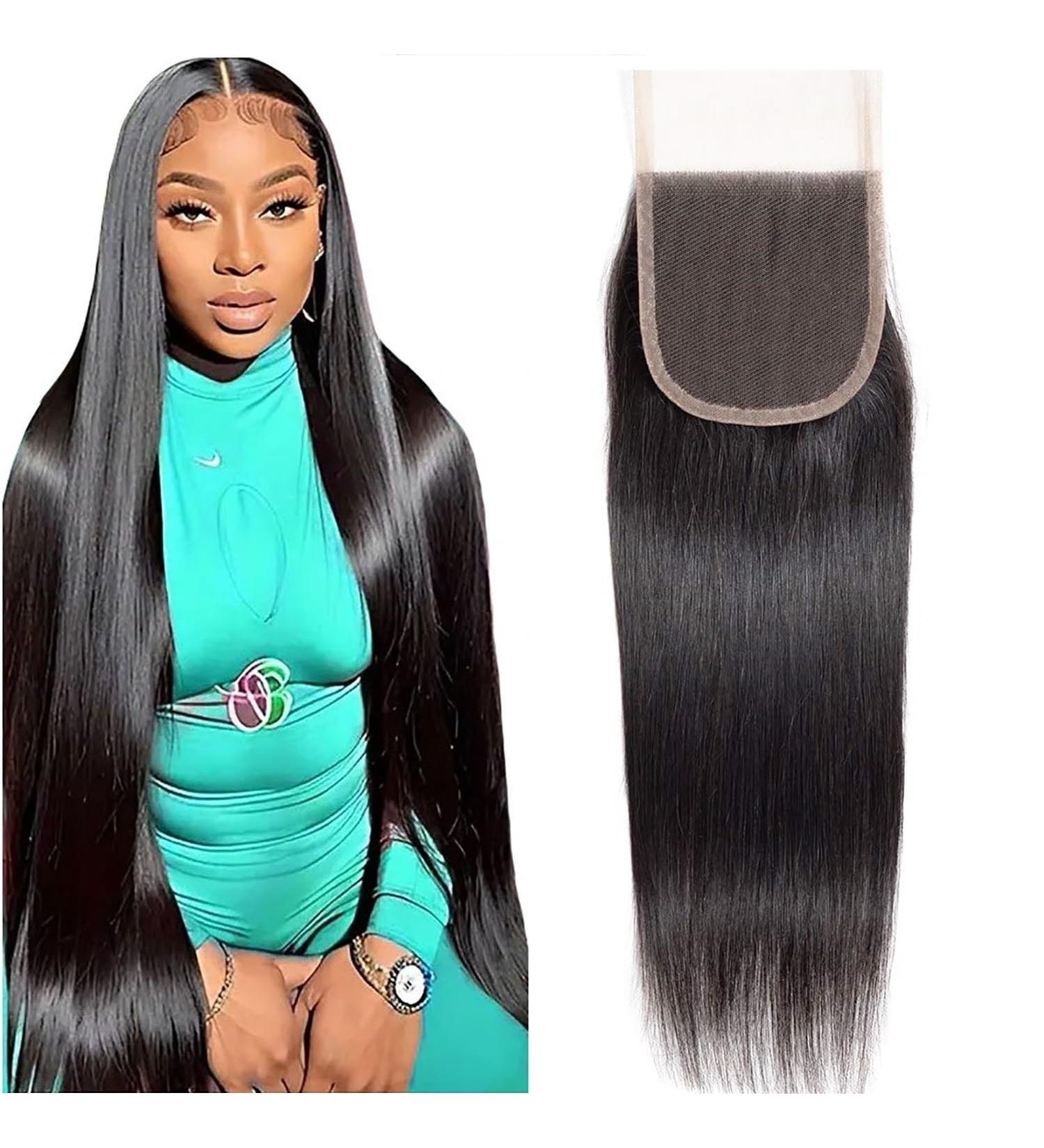 Straight Human Hair 4x4 HD Lace Closure Brazilian Hair Human Hair Closure for Black Women Natural Remy Hair Soft Swiss Lace Closure 16 Inch 16 Inch 4x4 Lace Closure - Buy Online on GoSupps.com
