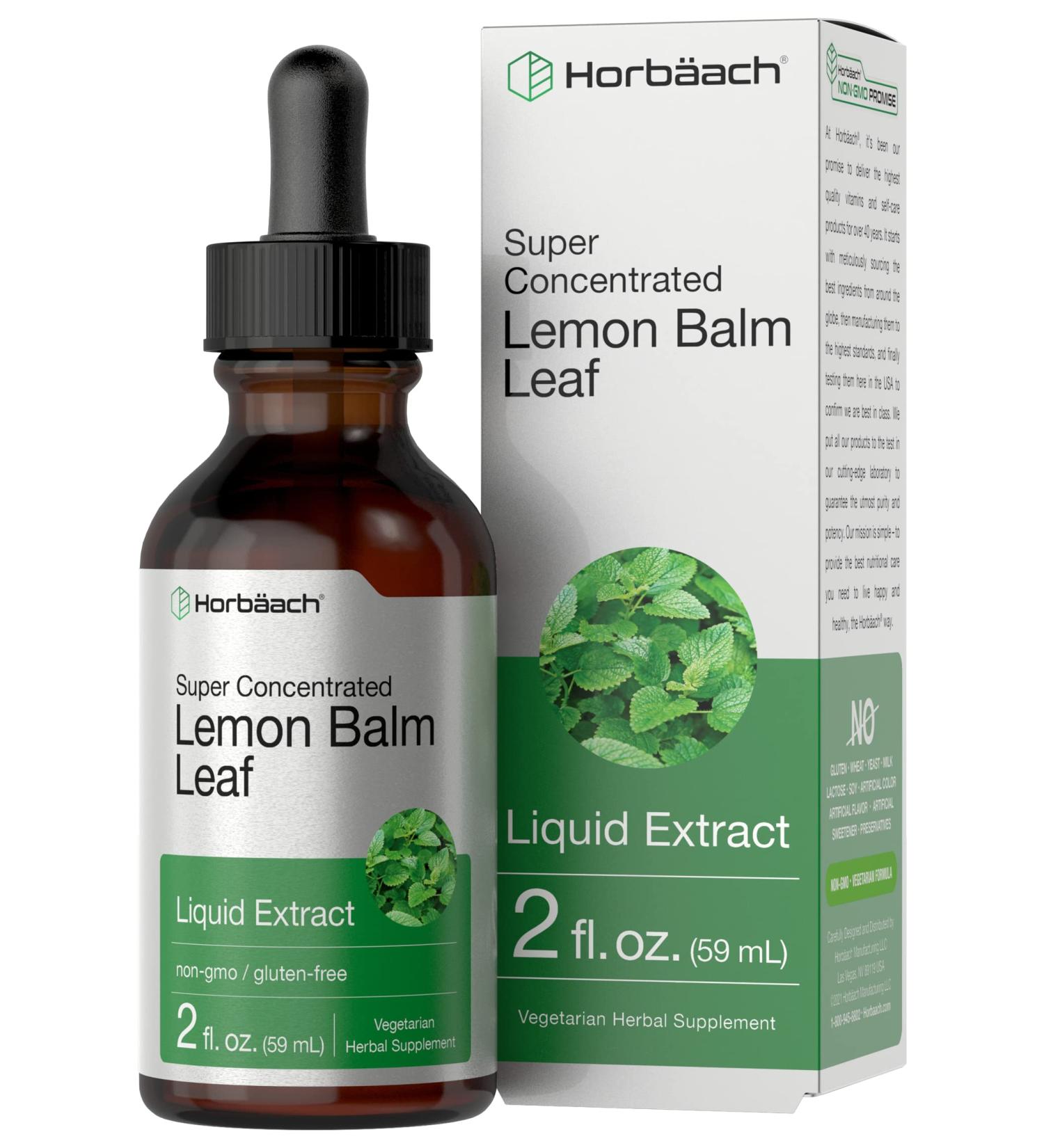 Horb ach Lemon Balm Tincture | 2 fl oz | Melissa Officinalis Leaf | Vegetarian Liquid Extract | Non-GMO Gluten Free Supplement - Buy Online on GoSupps.com