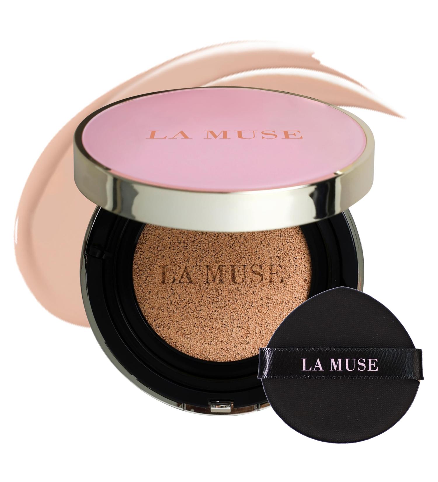 LA MUSE Correct Care Complete Cushion Foundation - Moisture Glow Full Coverage Lightweight Natural Beige for All Skin Tones | Protects & Radiates Skin (1 Refill Included) - International Shipping Available - Buy Online on GoSupps.com