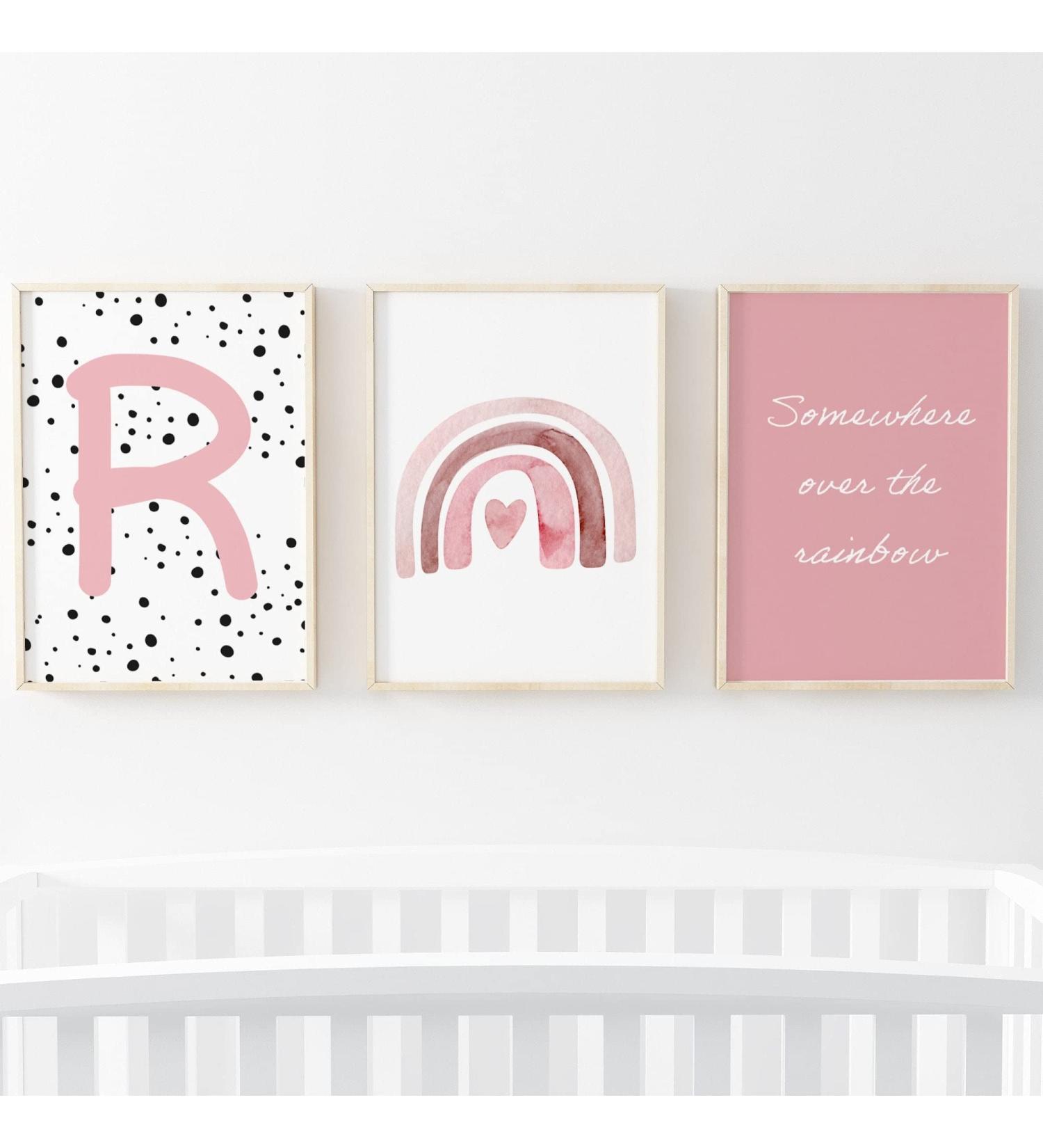 Pompom Prints Set of 3 Girls Bedroom Rainbow Nursery Prints - Scandi Boho Style Decor - 8x10 Inch - Picture Frames Not Included - Buy Online on GoSupps.com