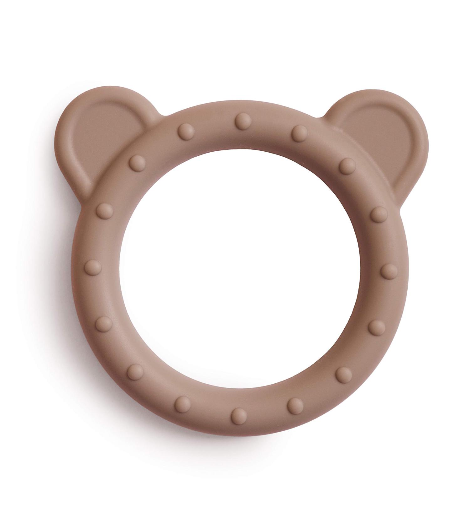 Mushie BPA-Free Silicone Bite Ring for Babies | Enhances Visual & Motor Skills | Safe Toddler Accessories | B r Design Natural Bear - Buy Online on GoSupps.com
