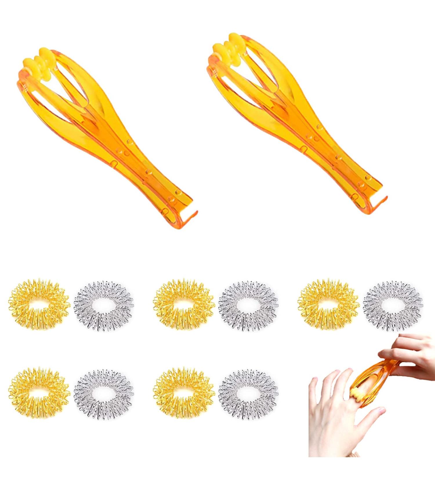 Zhenp 12-Piece Acupressure Ring Set - Metabolism Massage Rails for Finger Therapy & Joint Relief (Gold/Silver) - Ideal for All Ages - Buy Online on GoSupps.com