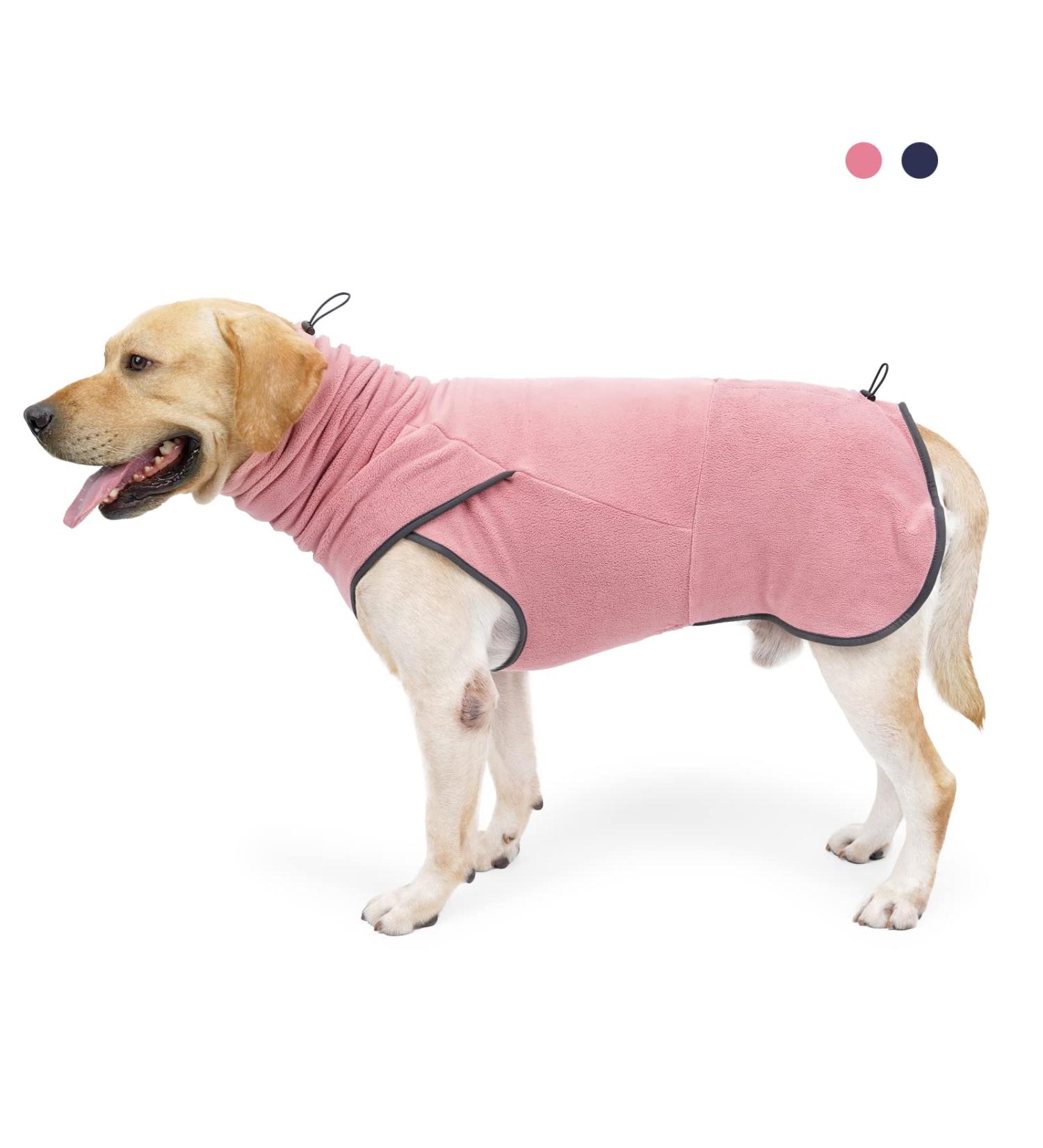 Lianzimau Big Dog Sweater & Fleece Coat - Warm Winter Jacket for Small to XXL Dogs - Pink - Buy Online on GoSupps.com