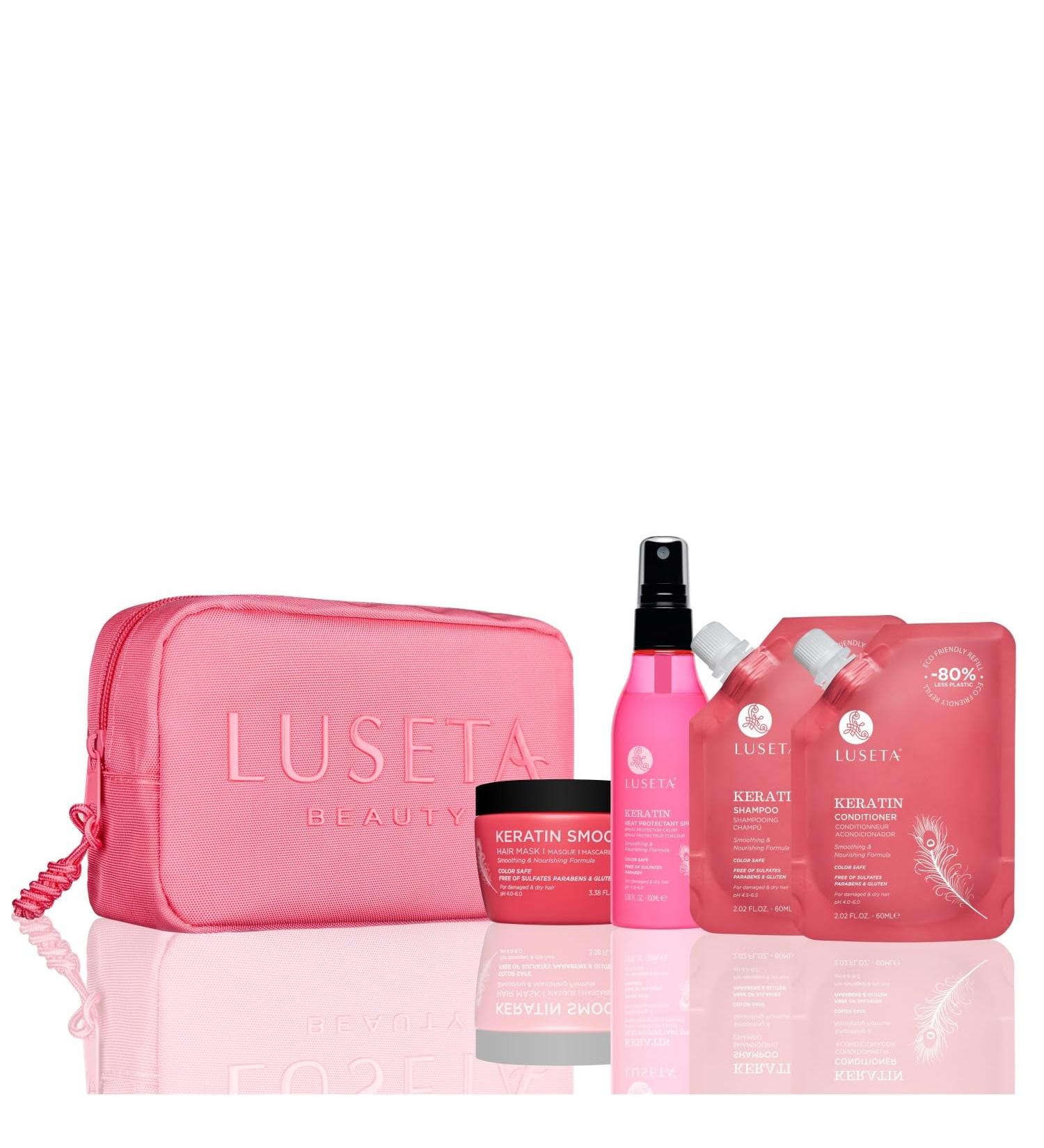 Luseta Keratin Jet-Set Hair Smooth Kit - Travel Shampoo & Conditioner for Dry Damaged Color-Treated Hair | Moisturizing Smoothing and Breakage-Reducing | Travel Size - Buy Online on GoSupps.com