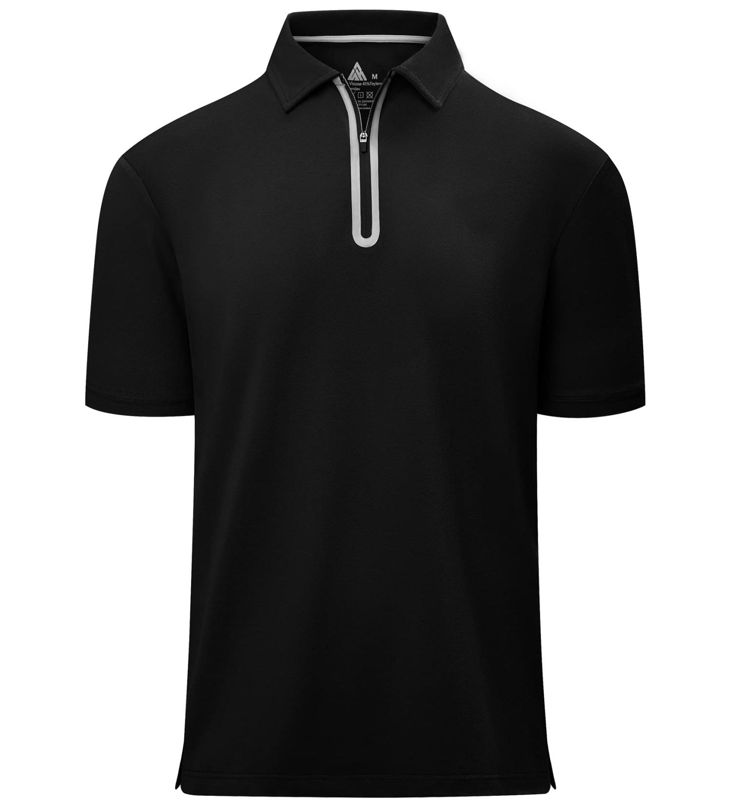 SECOOD Men's Short Sleeve Polo Shirt - Moisture Wicking Golf & Tennis T-Shirt (Black, X-Large) - Buy Online on GoSupps.com